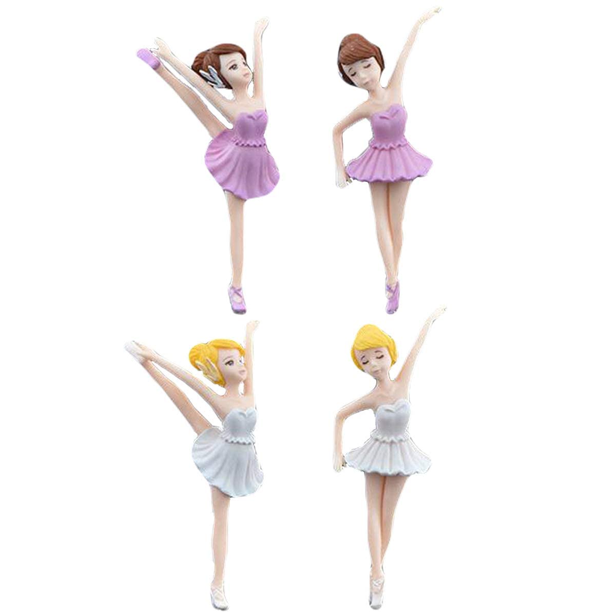 4 Pcs Ballet Girl Miniature Figurine Toys - Ballerina Doll Playset for Cake Toppers, Plant Pot Crafts, Dollhouse & Landscape Decor - Perfect for Birthday Parties, Wedding Cakes, Fairy Gardens and Home Decoration