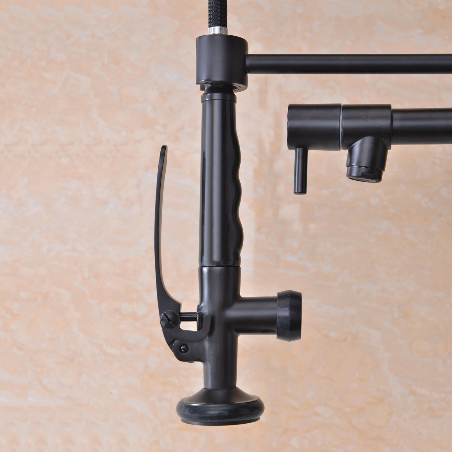 Premium Matte Black Solid Brass Kitchen Faucet - Heavy Duty Commercial Style Single Handle Pull Down Sprayer with Pot Filler - Ideal for Restaurants, Home Chefs & High-Traffic Kitchens