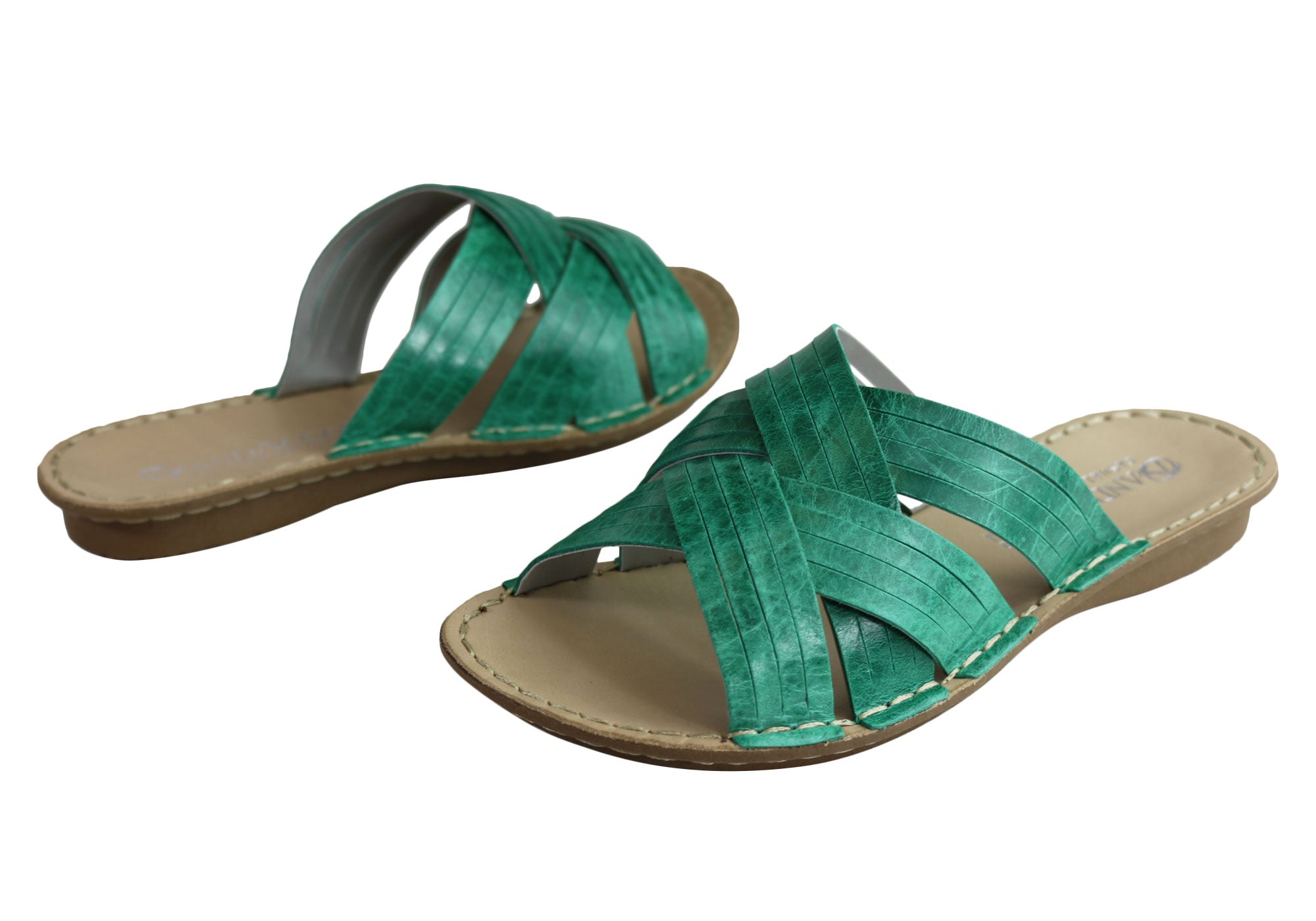 Andacco Memba Women's Comfortable Leather Slide Sandals - Handmade in Brazil - Perfect for Beach, Pool & Summer Vacations