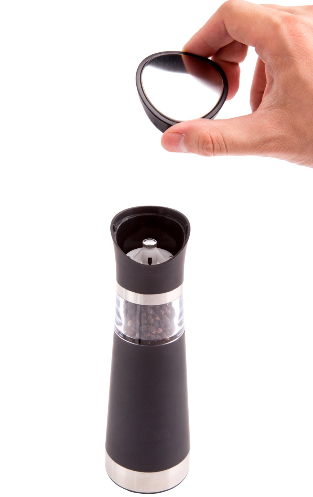 Ozeri Graviti Pro Electric Pepper Mill and Grinder - Automatic Battery-Operated Salt & Spice Grinder for Kitchen, Dining Table, or Camping Use