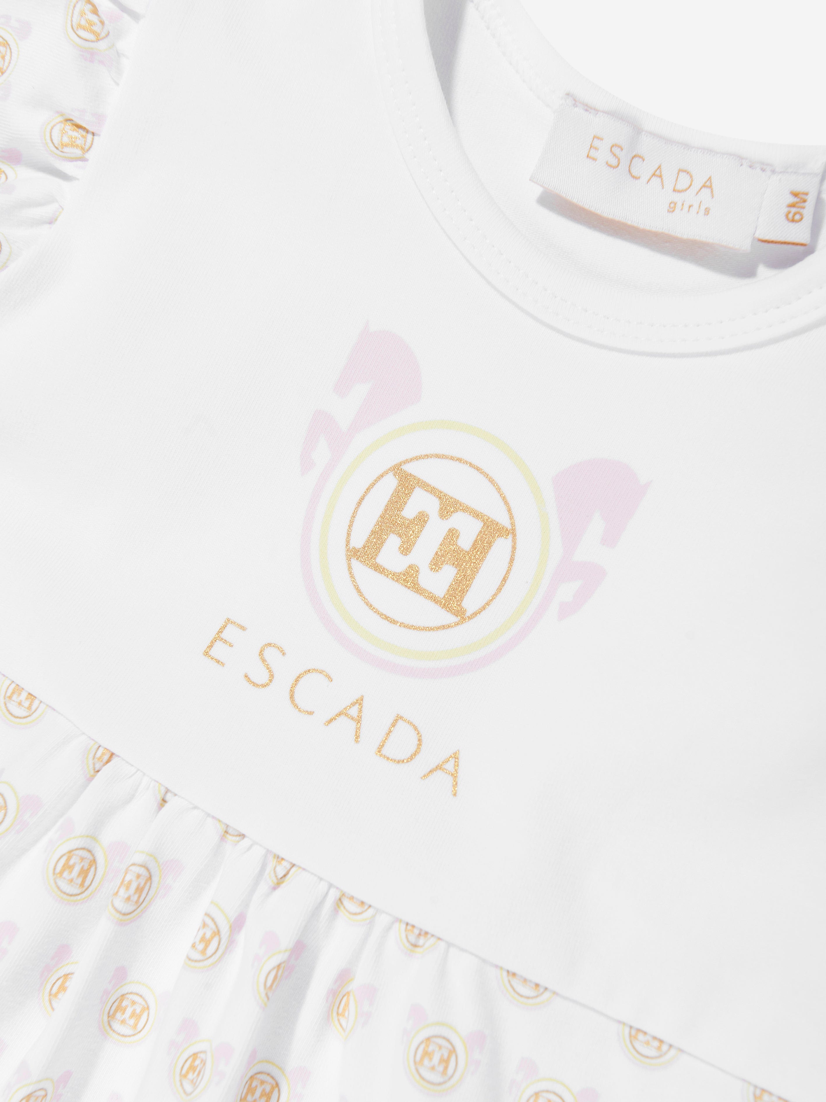 Baby Girls Logo Romper - White Cotton Jumpsuit for Infants & Toddlers | Perfect for Playdates, Photo Shoots & Summer Outfits