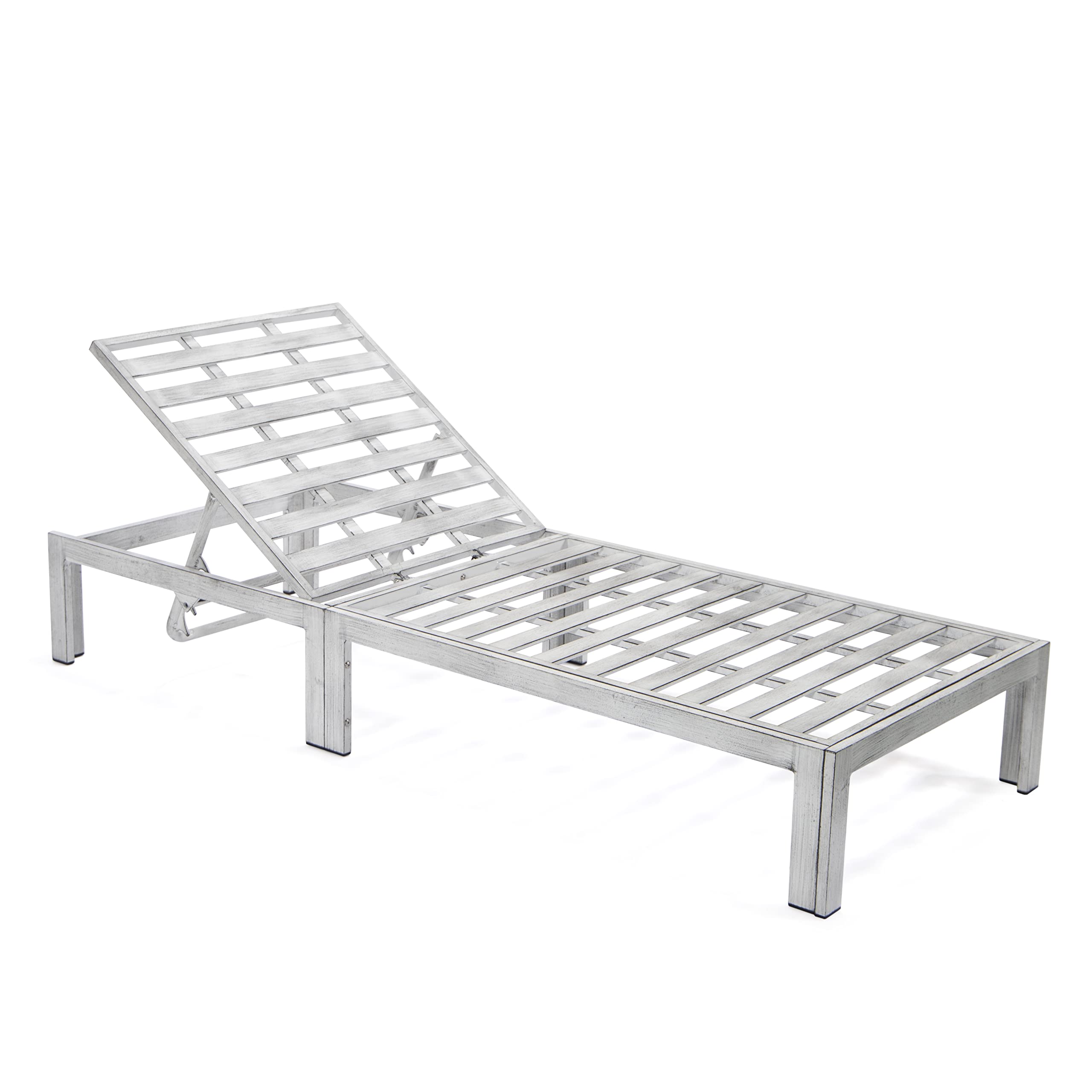 LeisureMod Chelsea Modern Weathered Grey Aluminum Chaise Lounge - Outdoor Patio Chair with Cushions (Red) - Perfect for Poolside Relaxation, Garden Lounging & Backyard Decor