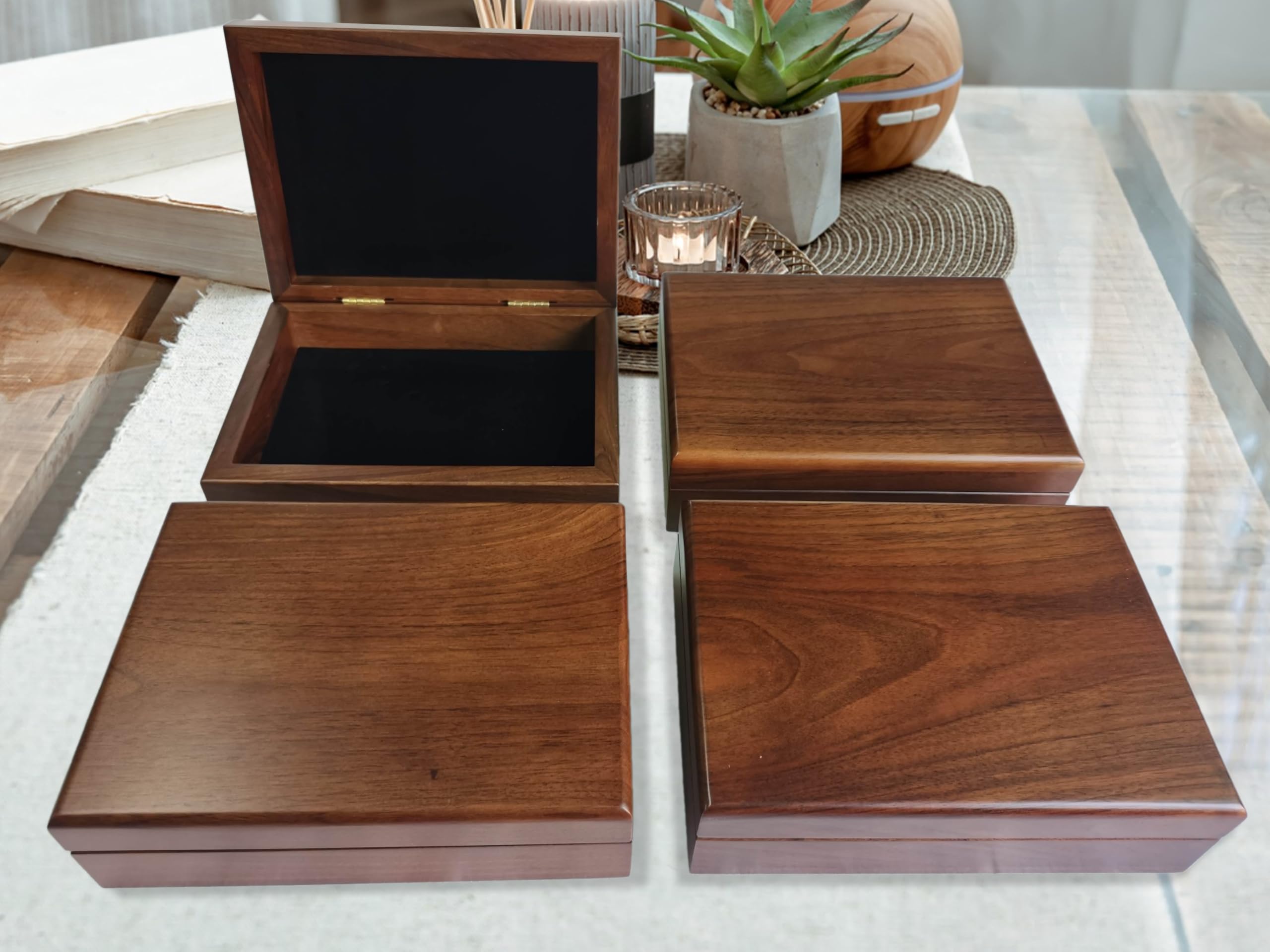 Extra Large Wooden Memory Keepsake Box for Men - Personalized Monogram Jewelry Storage - Walnut Gift Box for Retirement, Wedding & Special Occasions - Perfect for Organizing Valuables & Sentimental Items