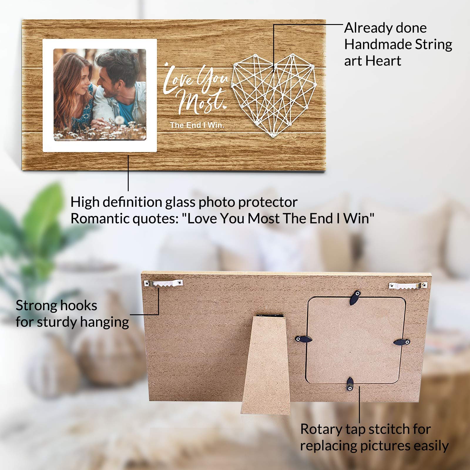 Custom Personalized Picture Photo Frames - Unique Couples Gifts for Valentine's Day, Anniversary & Birthday - Wall & Table Decor for Home, Office & Wedding