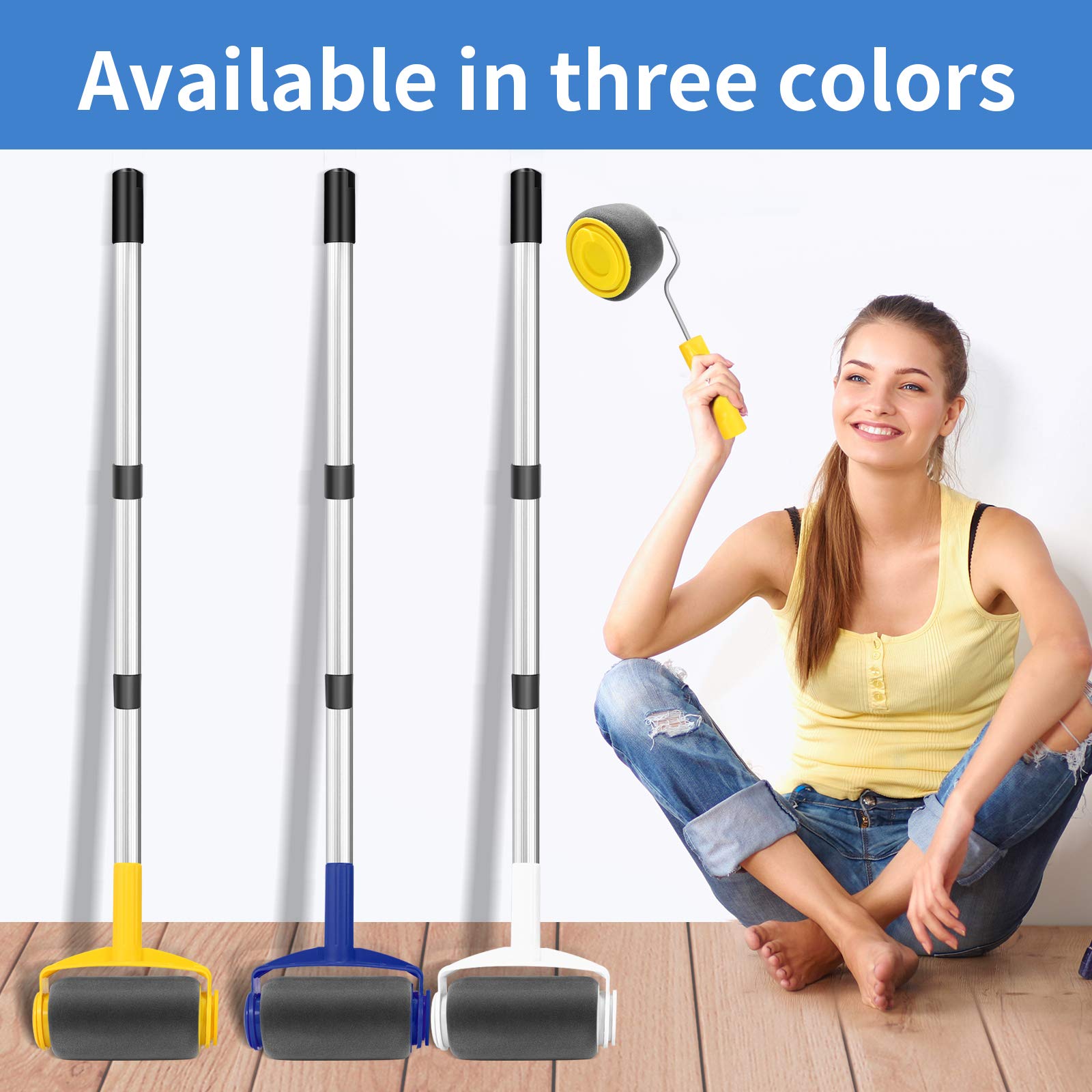 Premium Paint Roller Kit for Walls & Ceilings - 9-Piece Painting Supplies Set with Extension Pole, Edger Tool & Telescoping Handle - Ideal for Home Improvement, DIY Projects & Professional Use (Blue)