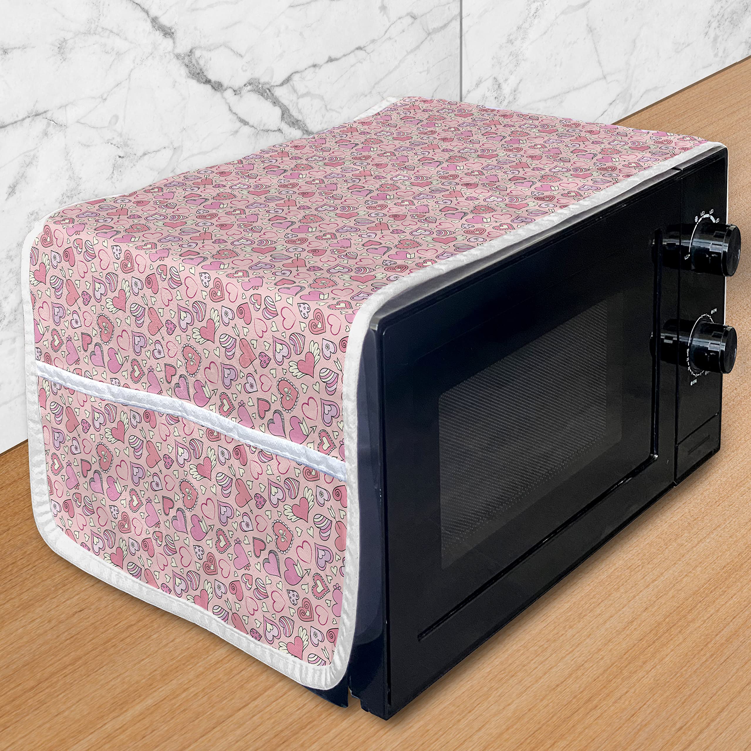 Ambesonne Romantic Microwave Cover - Waterproof Kitchen Organizer with Pockets, 36