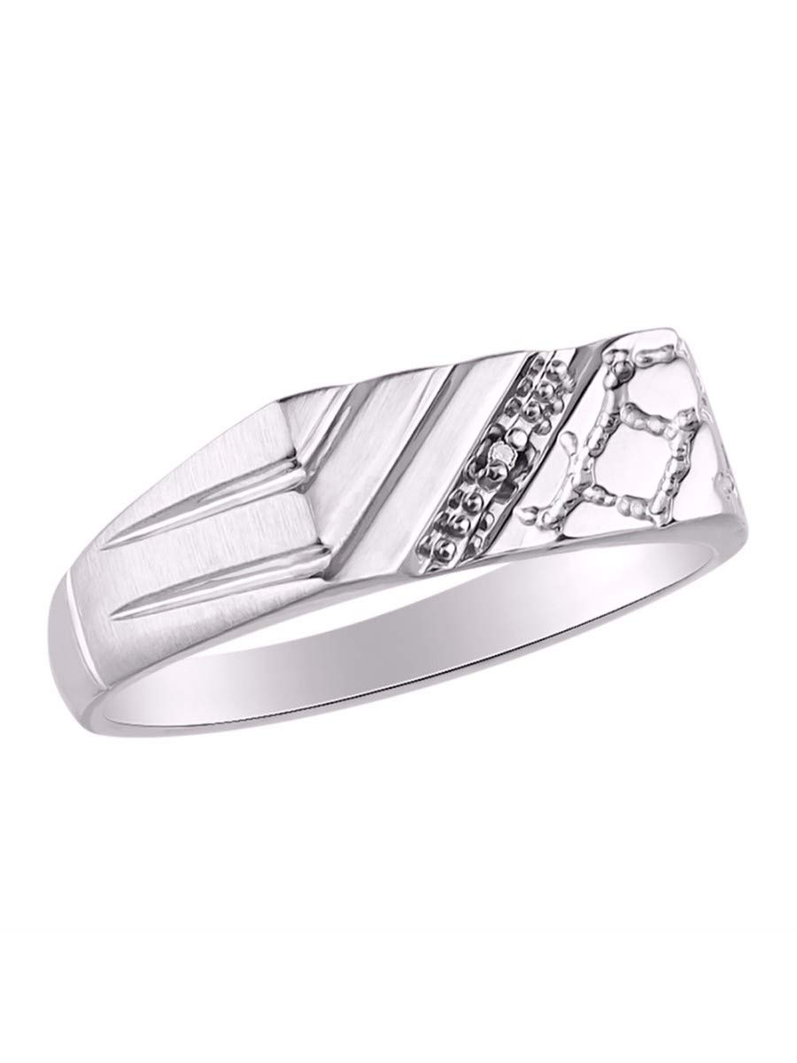 **Rylos Men's Sterling Silver or Gold Plated 1/2 Nugget Ring with Genuine Diamonds – Sizes 6-13 – Perfect for Weddings, Gifts & Everyday Wear**