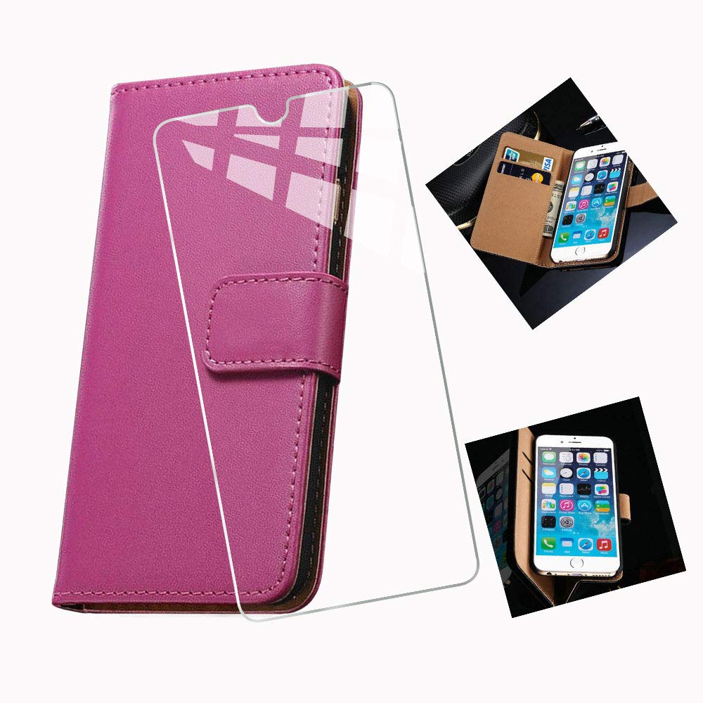 Premium PU Leather Wallet Case with Tempered Glass Screen Protector for Infinix Smart 4 - Flip Cover Shell Phone Case with Card Slots & Full Protection | Perfect for Daily Use, Travel & Business Meetings