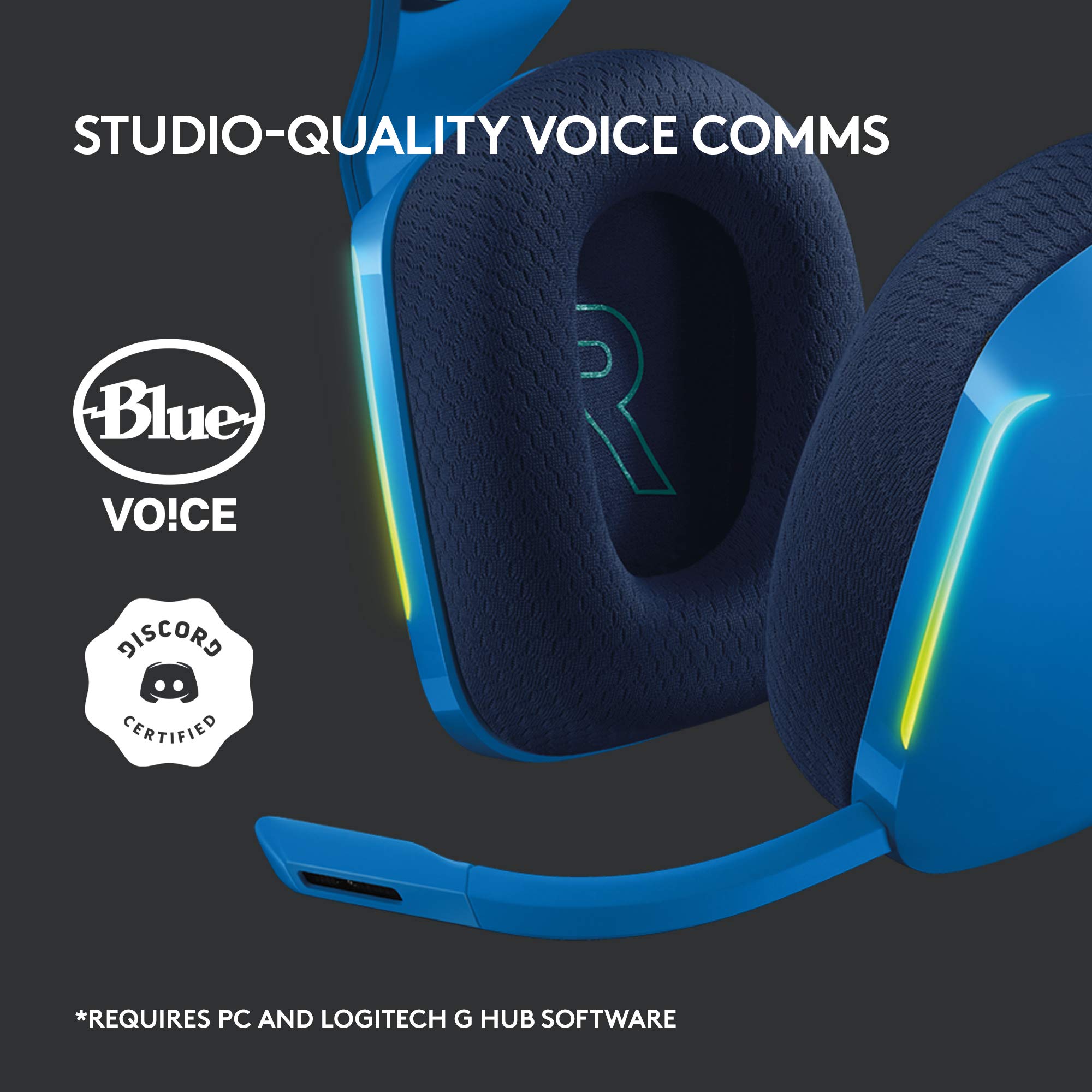 Logitech G733 LIGHTSPEED Wireless Gaming Headset with Suspension Headband, LIGHTSYNC RGB, Blue VO!CE Mic Technology & PRO-G Audio Drivers - Blue | Perfect for PC, PS5, Xbox & Streaming