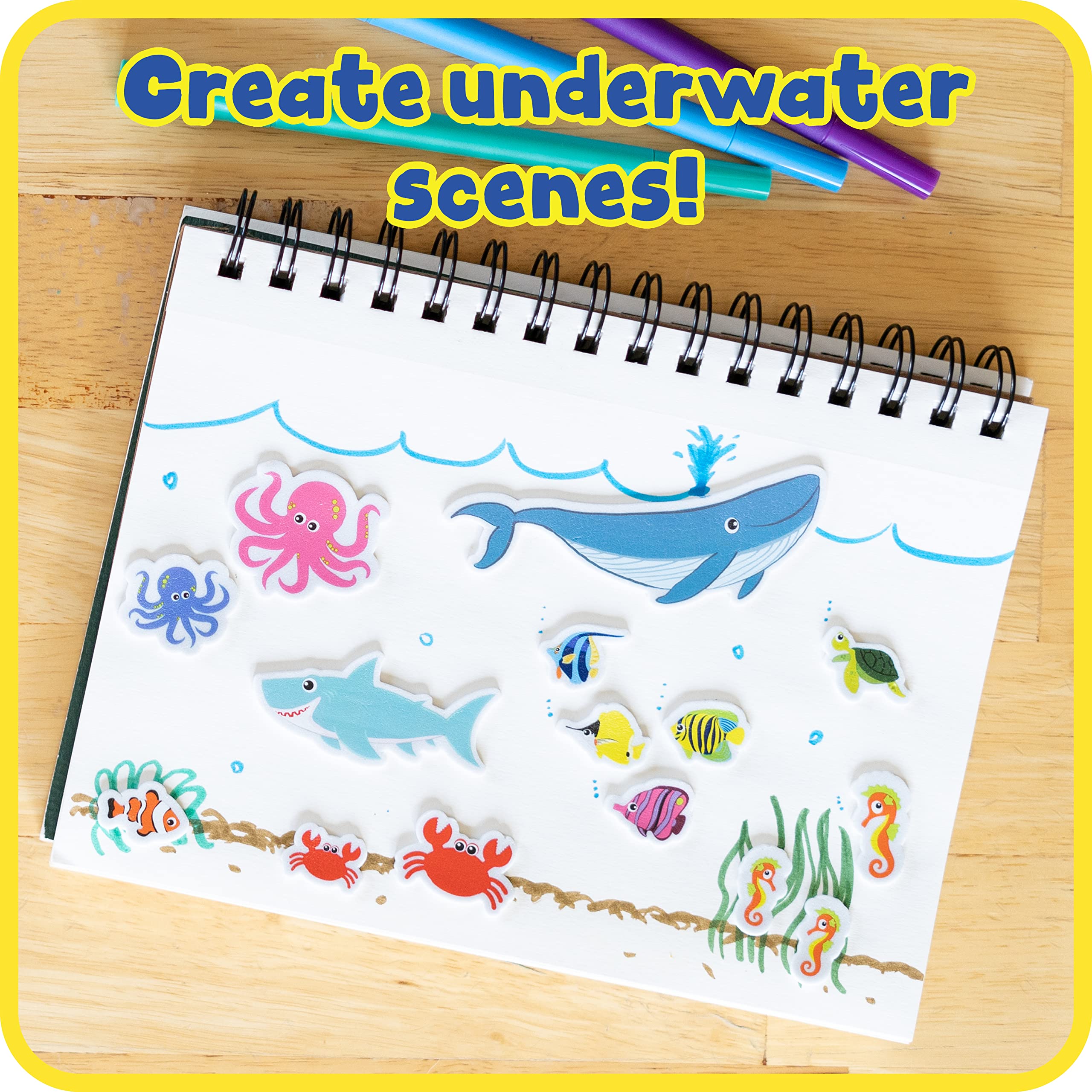 READY 2 LEARN Foam Stickers - 168-Piece Sea Life Ocean Animal Stickers for Kids - 3D Puffy Self-Adhesive Stickers for Crafts, Scrapbooking, Party Favors & Laptop Decoration - Perfect for Classroom Activities, DIY Projects & Underwater Theme Parties