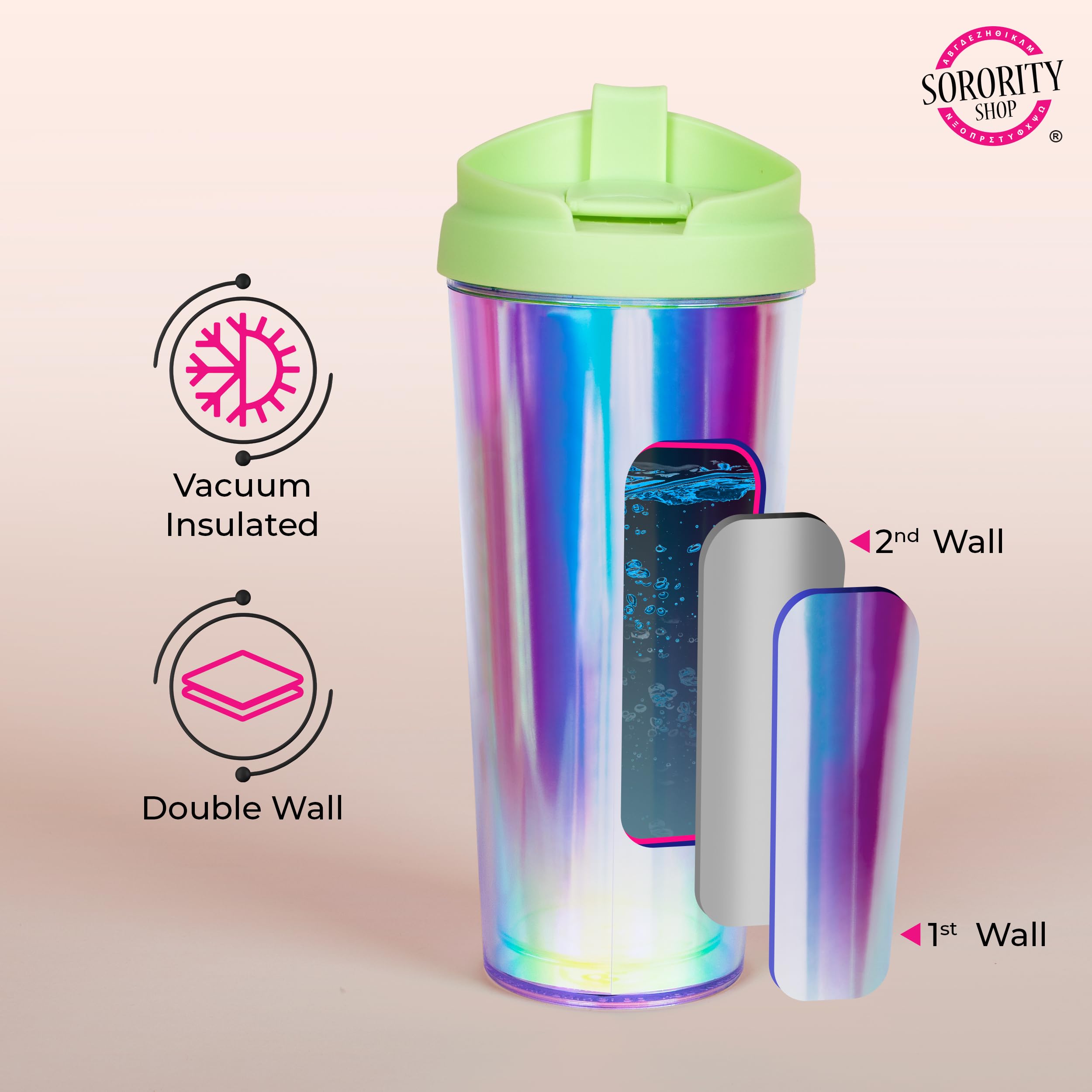 Gamma Phi Beta Sorority Tumbler - 20oz Insulated Stainless Steel Cup with Lid & Straw, Retro Greek Letter Design - Perfect for Sisterhood Events, Campus Life & Coffee Lovers