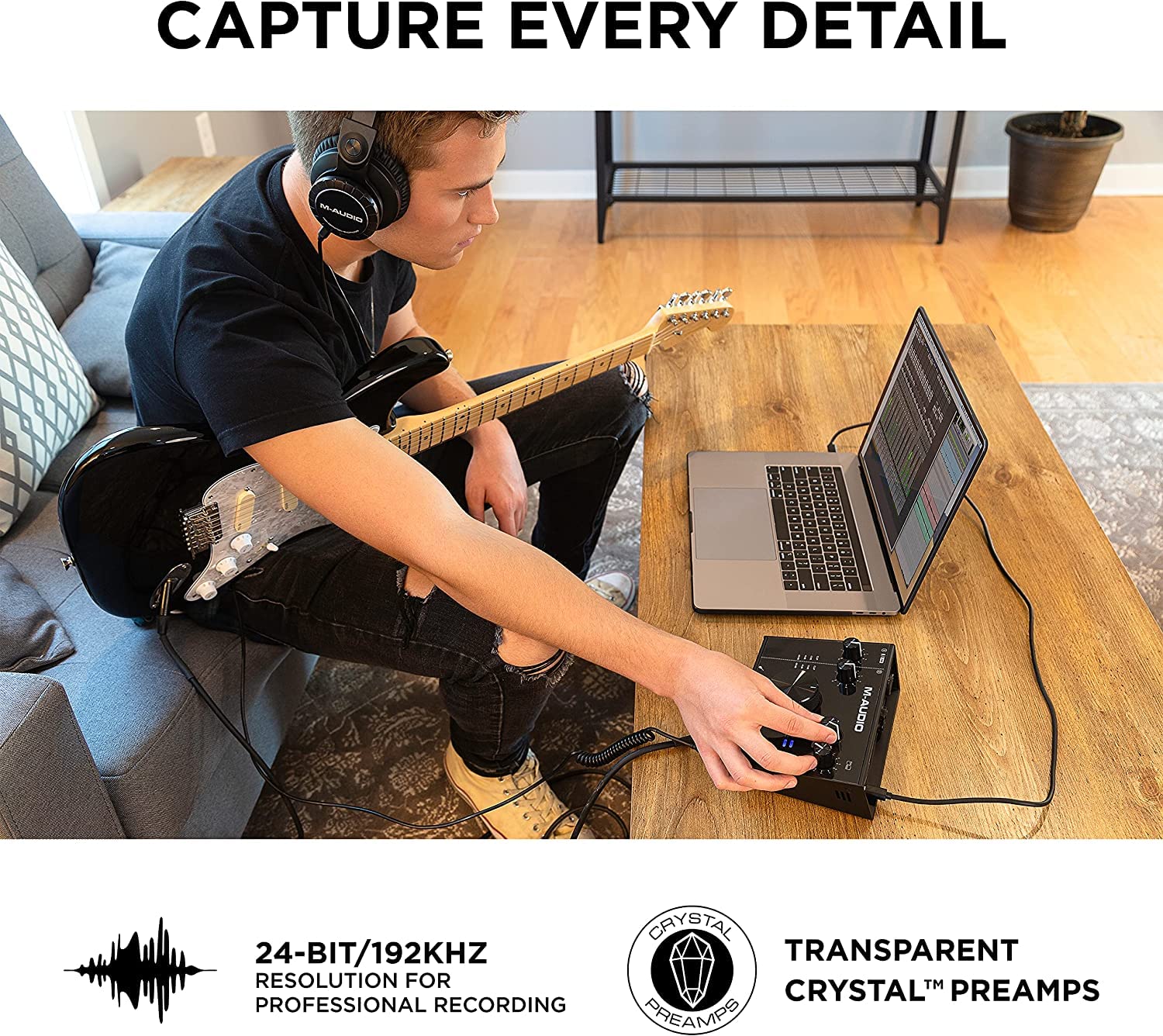 M-Audio AIR 192|4 USB Audio Interface & HDH40 Studio Headphones Bundle - Professional Recording Equipment for Instruments, Vocals, Podcasting, Streaming & Home Studio Use - Perfect for Musicians, Podcasters & Content Creators