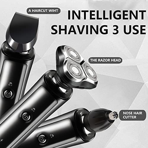 3-in-1 Electric Head Shaver for Bald Men - 4D Smart Rechargeable Razor with 3 Heads & Nose Hair Trimmer | Perfect for Head Shaving, Facial Grooming & Travel Use