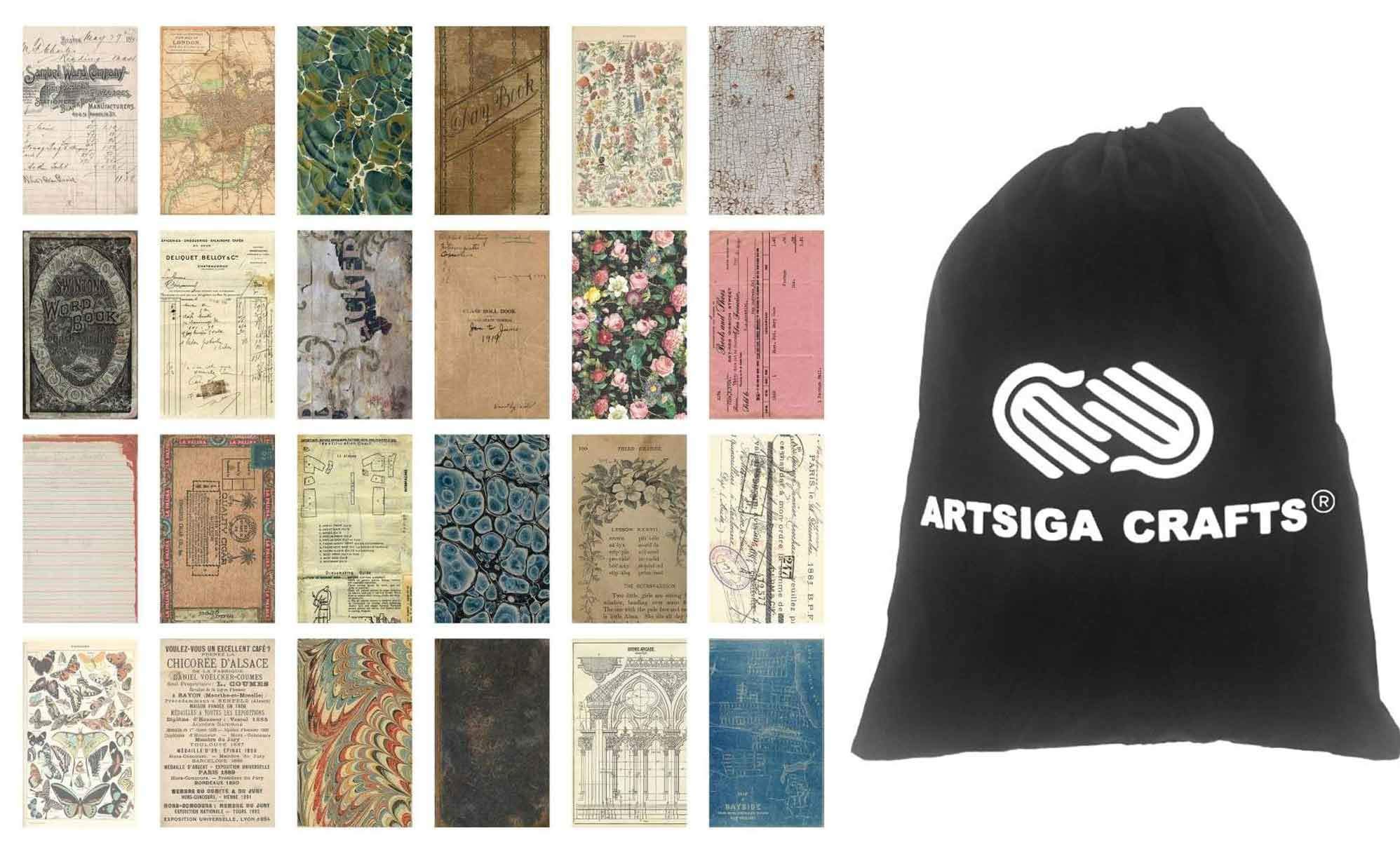 Tim Holtz Idea-Ology Paper Backdrops Volume 1 - 24 Double-Sided 6x10 Inch Cardstock Sheets, 1 Pack with Storage Bag - Scrapbooking, Card Making, Junk Journaling, Mixed Media Art Projects