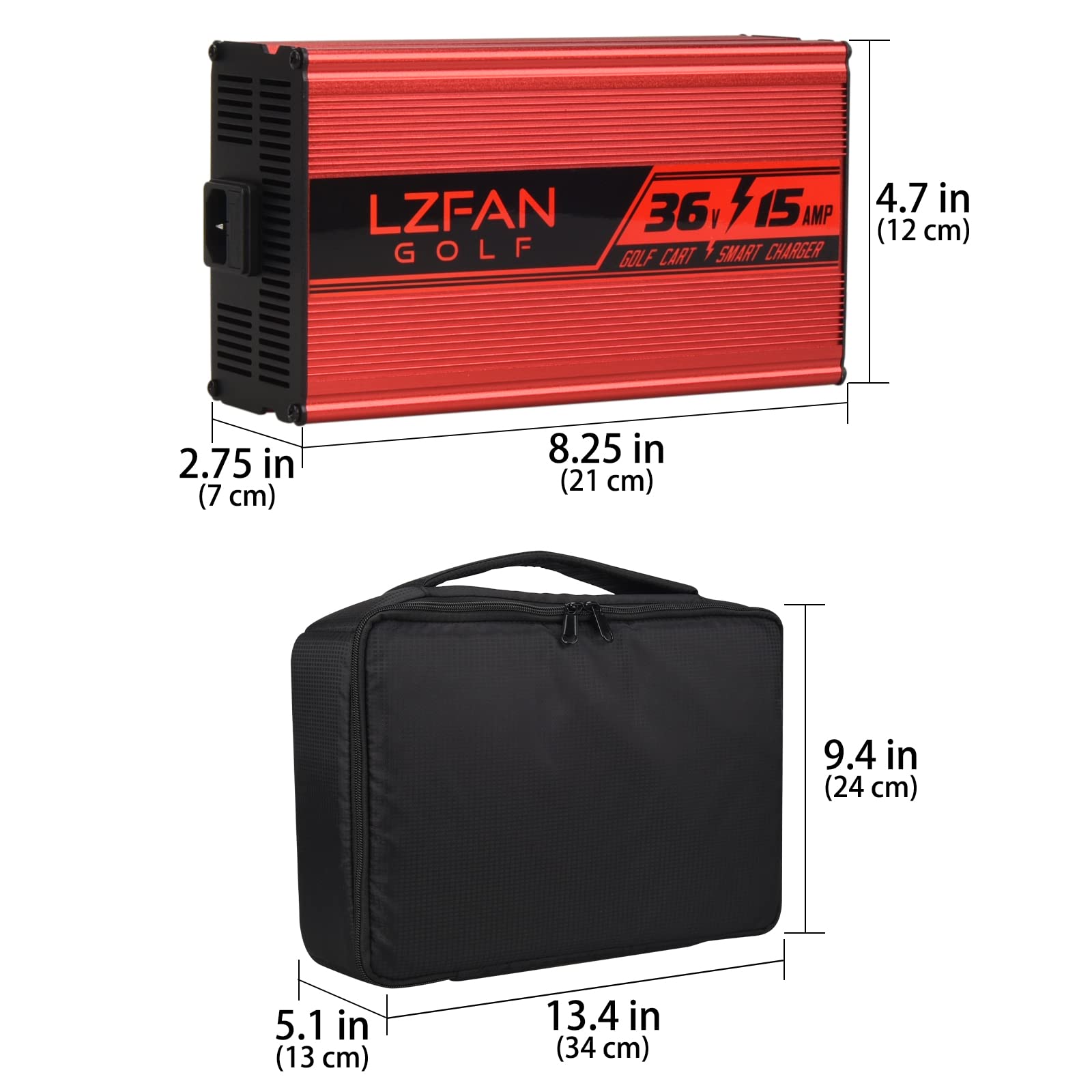 36V Golf Cart Battery Charger 15AMP for EZGO TXT - D Style Plug with Extended Power Cord & Protective Case | Fast Charging for Golf Carts, Perfect for Home, Course & Storage Use