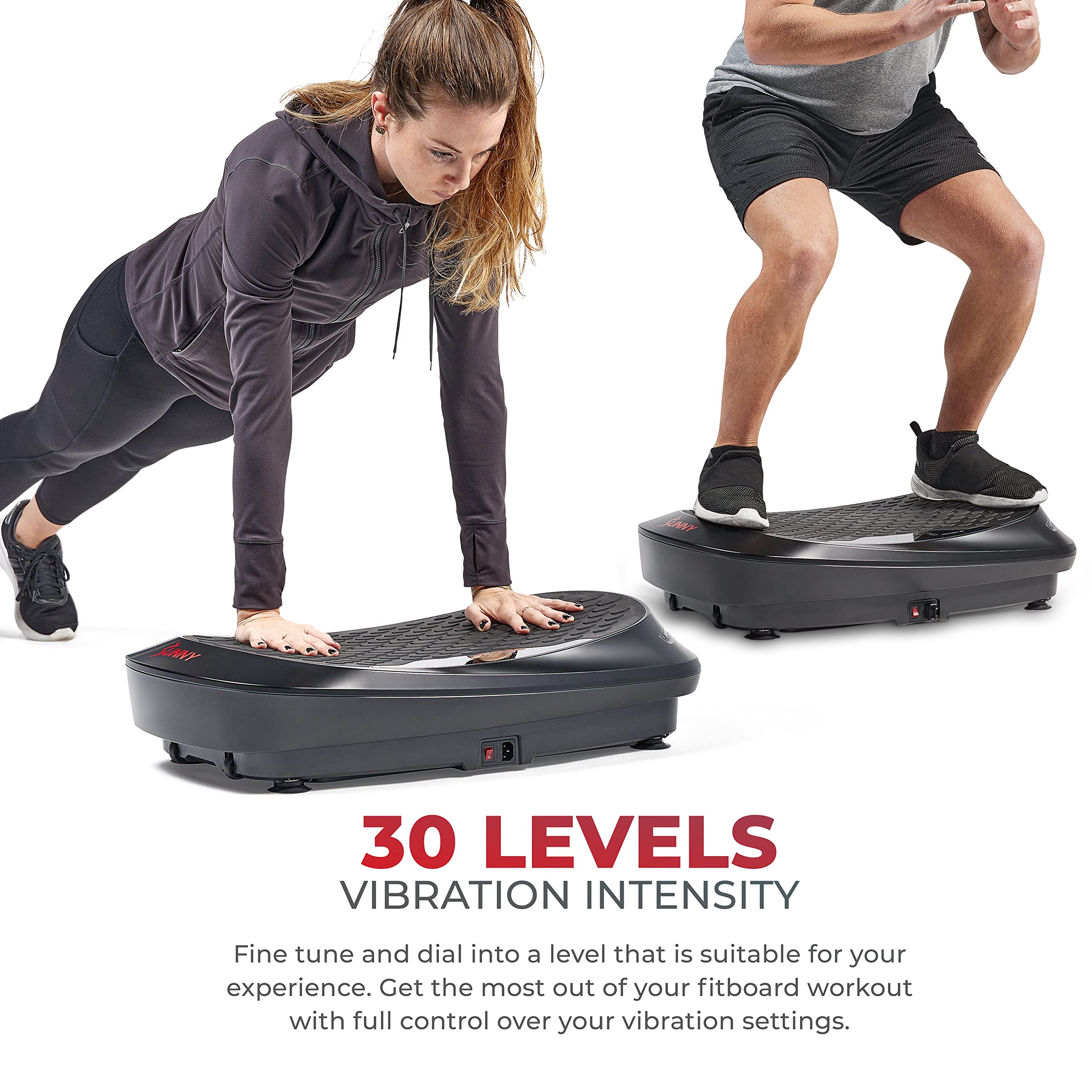 Sunny Health & Fitness Vibration Plate Exercise Machine - Full Body Workout Platform with 10 Speed Levels & 5 Modes for Lymphatic Drainage, Weight Loss & Muscle Toning | Home Gym Equipment for Stress Relief & Fitness Training