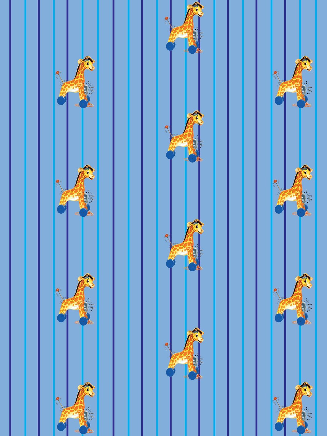 Fisher Price™ Denim 'Jingle Giraffe Stripe' Wallpaper - Playful Nursery Wall Decor for Baby Rooms & Kids Bedrooms