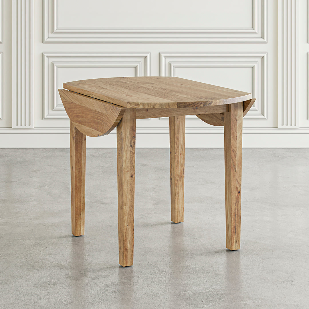 Macy Drop Leaf Dining Table Set (3pc) - Natural Wood Finish - Perfect for Small Spaces, Apartments & Breakfast Nooks
