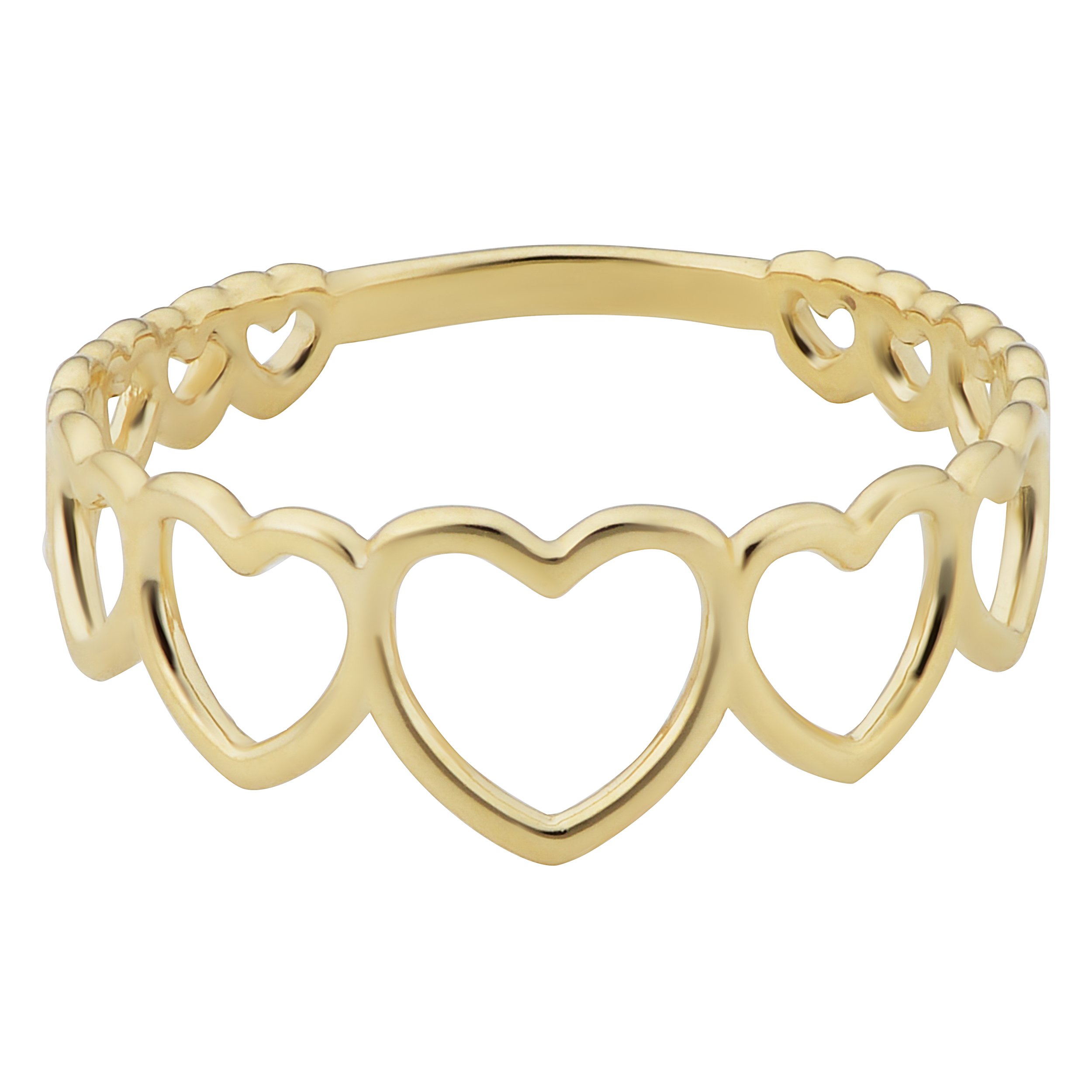 14K Yellow Gold Graduated Hearts Ring for Women - Elegant Stackable Dainty Jewelry Gift for Anniversary, Valentine's Day & Everyday Wear | Kooljewelry