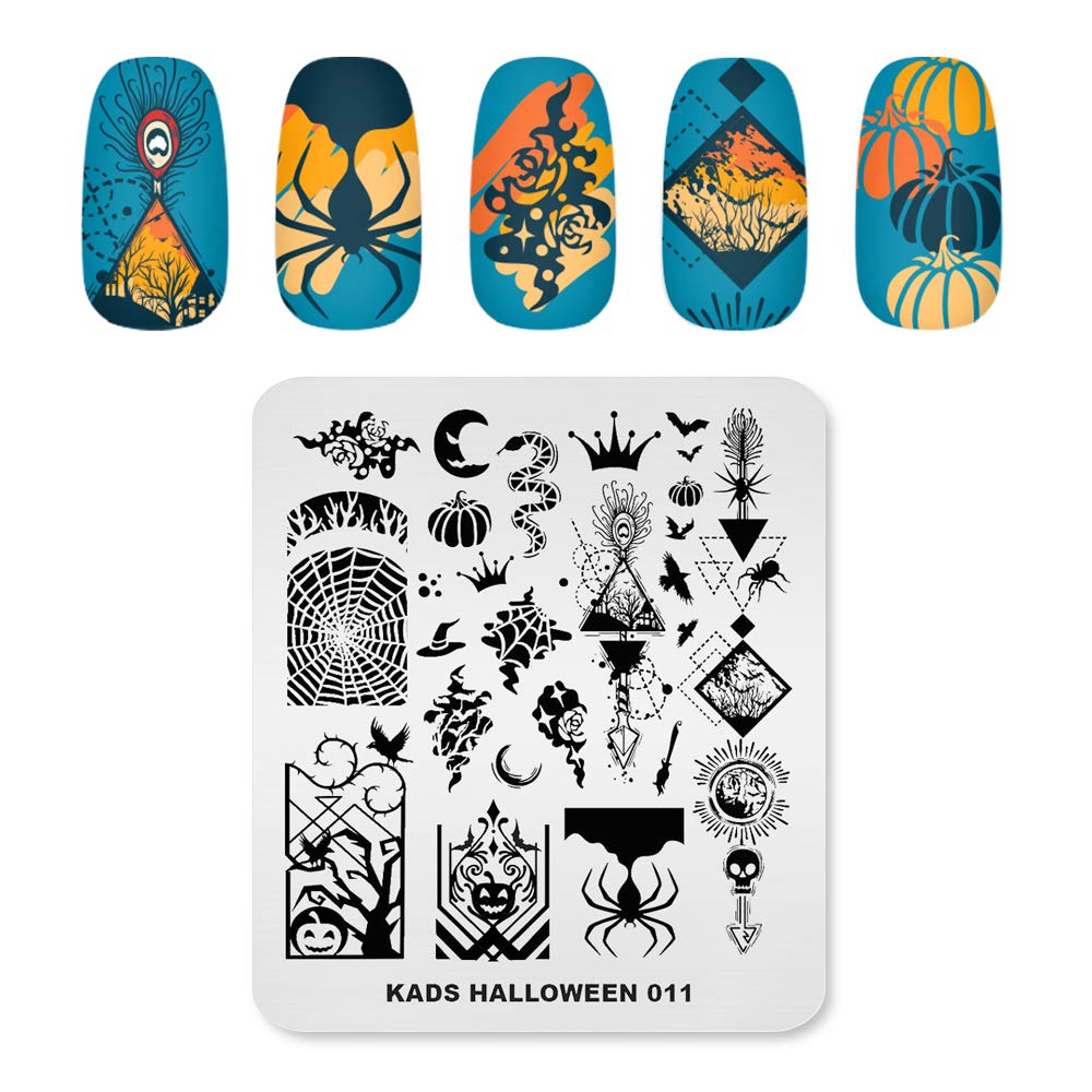 Christmas & Halloween Nail Stamping Plates Set - DIY Nail Art Image Transfer Templates for Manicure, Stencils & Printing Tools (Halloween 011) - Perfect for Holiday Nail Designs, Party Looks & Gift Ideas