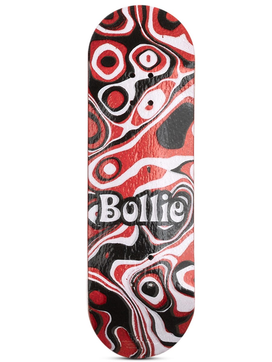 Bollie Fingerboard Deck Psychedelic Design - Professional Mini Skateboard for Finger Tricks & Stunts - Perfect for Skaters, Collectors & Office Stress Relief