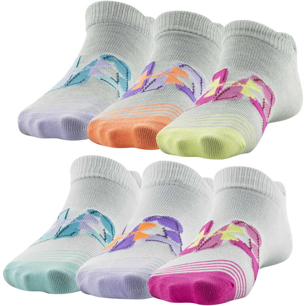 Under Armour Youth Essential No Show Socks 6-Pack for Girls - Breathable & Cushioned Athletic Socks for Running, School & Everyday Comfort
