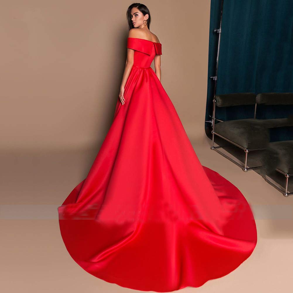 Emanni Women's Long High Slit Evening Dress Off Shoulder Formal Gown - Elegant Black Prom, Cocktail & Wedding Guest Dress for Special Occasions