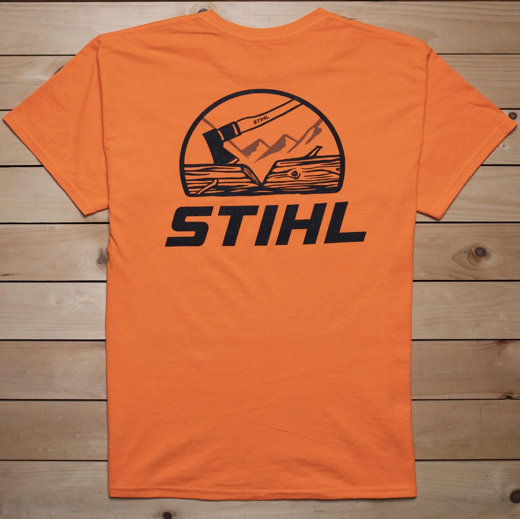 Stihl Orange T-Shirt for Men - Comfortable Workwear for Outdoor & Construction Jobs | Perfect for Landscaping, Logging & DIY Projects