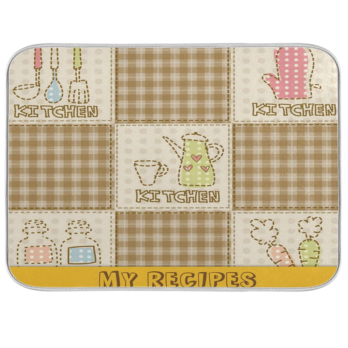 Ultra Absorbent Dish Drying Mat 16x18 Inch - Kitchen Counter Drainer for Utensils & Gloves