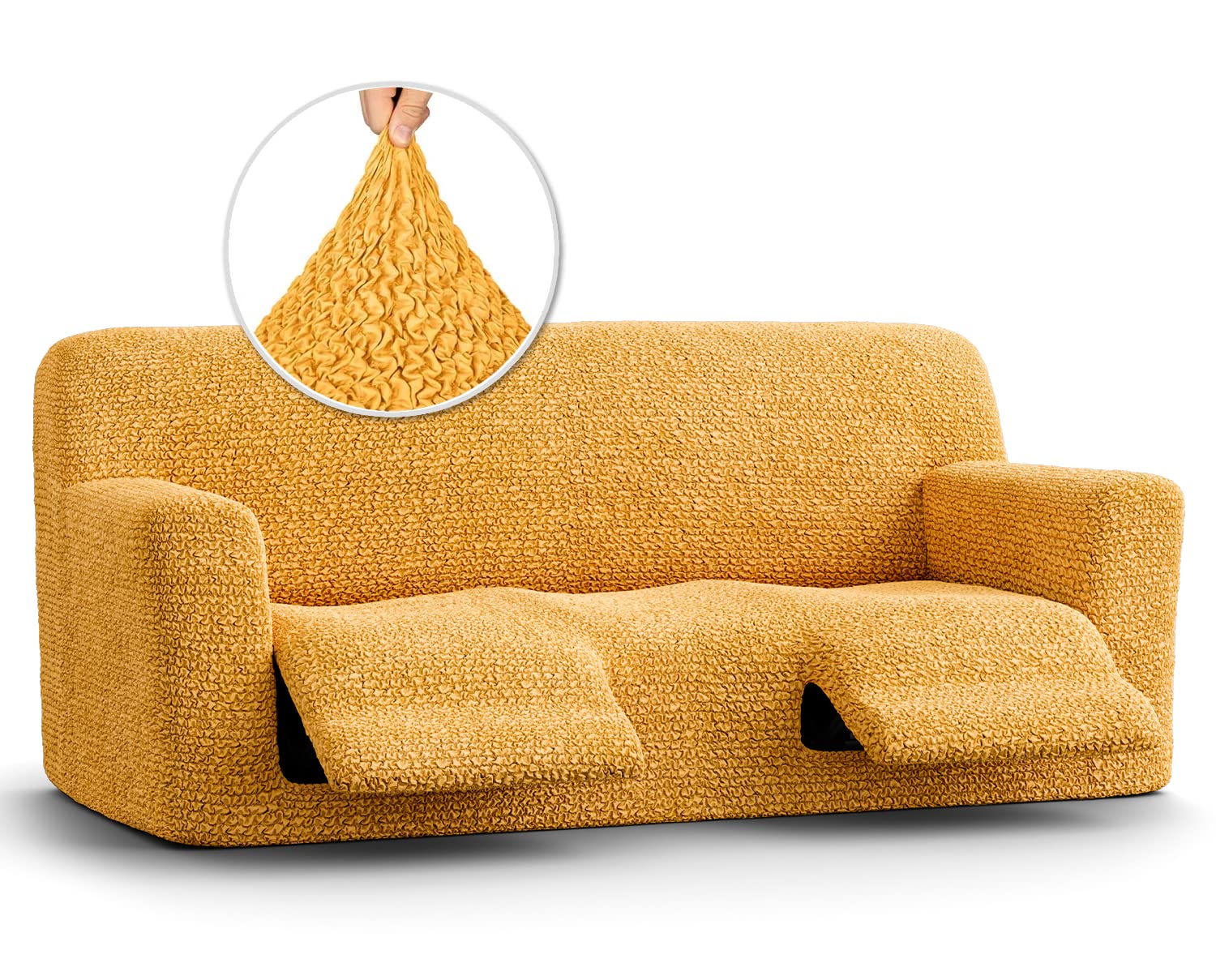 PAULATO BY GA.I.CO. Recliner Sofa Cover - Stretchable 1-Piece Slipcover for Reclining Couches - Soft Polyester Fabric Furniture Protector - Microfiber Collection in Mango Color - Perfect for Living Room, Home Theater & Office Use