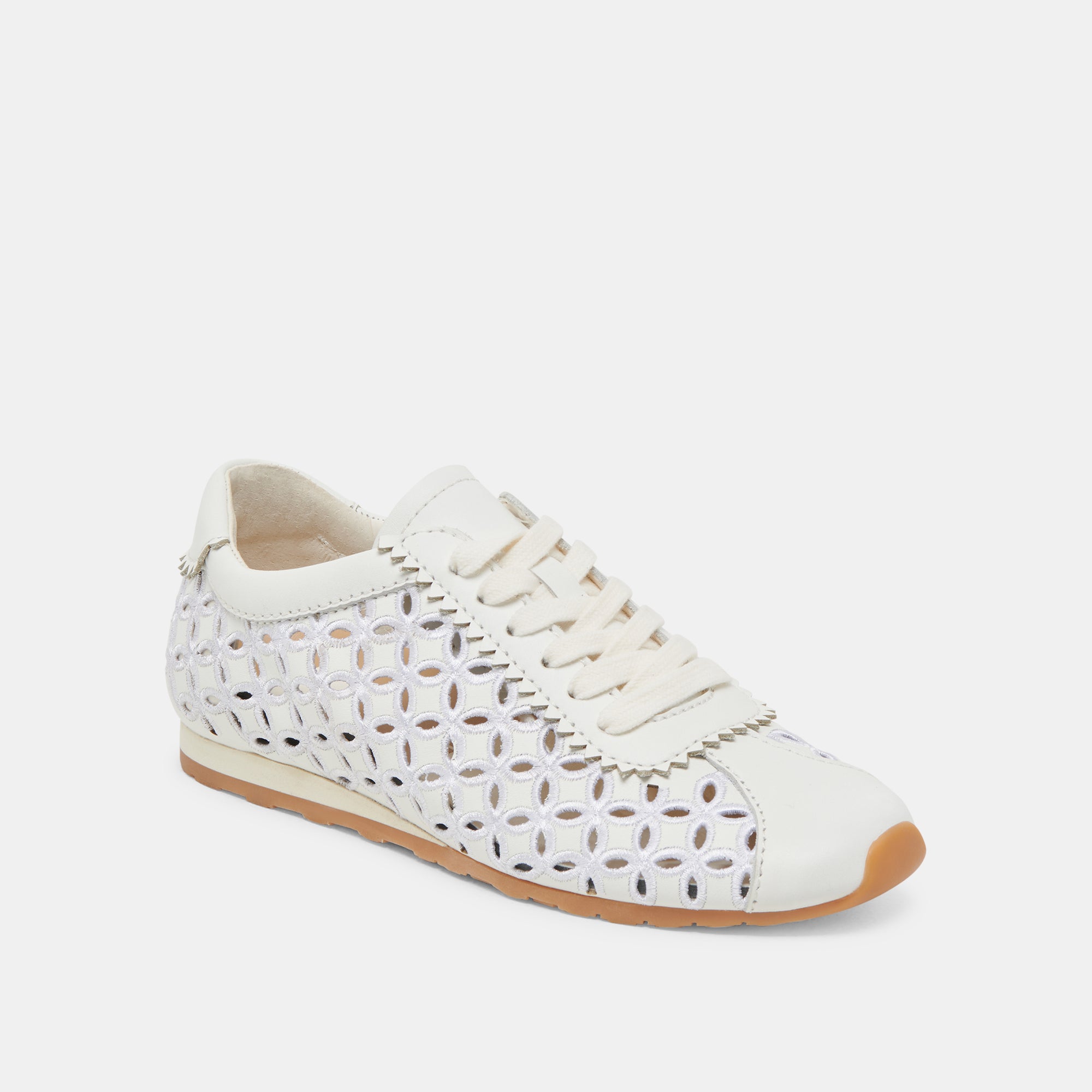 DANIE EYELET PERF SNEAKERS - Genuine Leather Women's White Fashion Sneakers for Casual Wear, Walking & Everyday Comfort