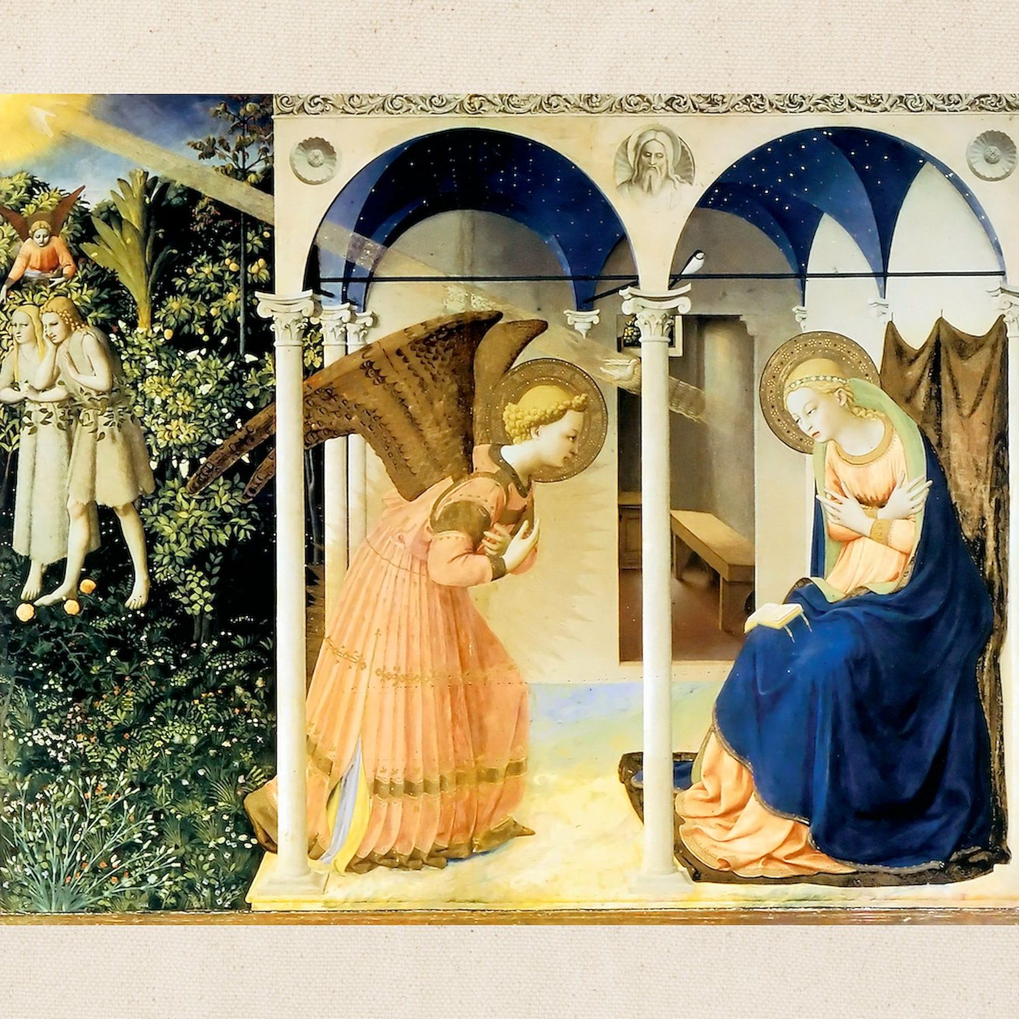 Fra Angelico The Annunciation Tote Bag - Natural Canvas Reusable Shopping Bag for Groceries, Beach & Everyday Use