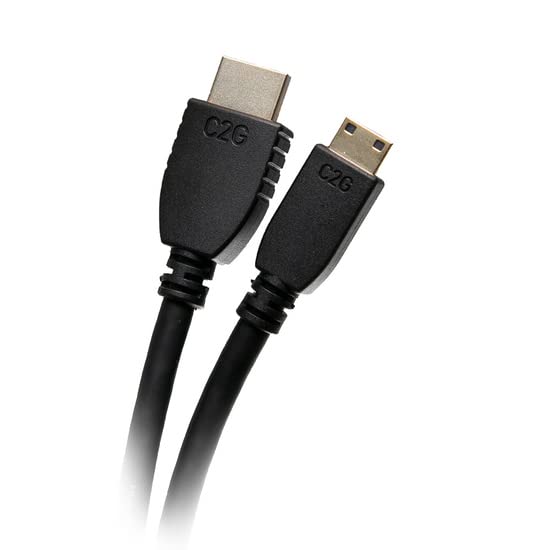 C2G Legrand Mini HDMI to HDMI Ethernet Cable 6ft - 4K Ultra HD High Speed HDMI Cable with Ethernet, Black, 60Hz Refresh Rate - Perfect for Home Theater, Gaming, and 4K TV Connections (1 Count, Model 50619)