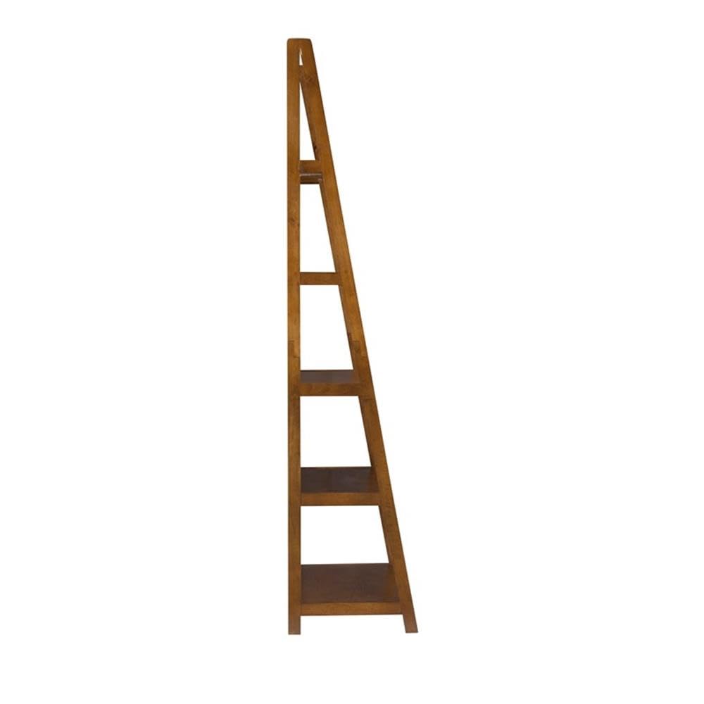 Linon Samantha 5-Shelf Wood Bookcase, Brown - Stylish Storage for Books, Decor & Home Office Organization