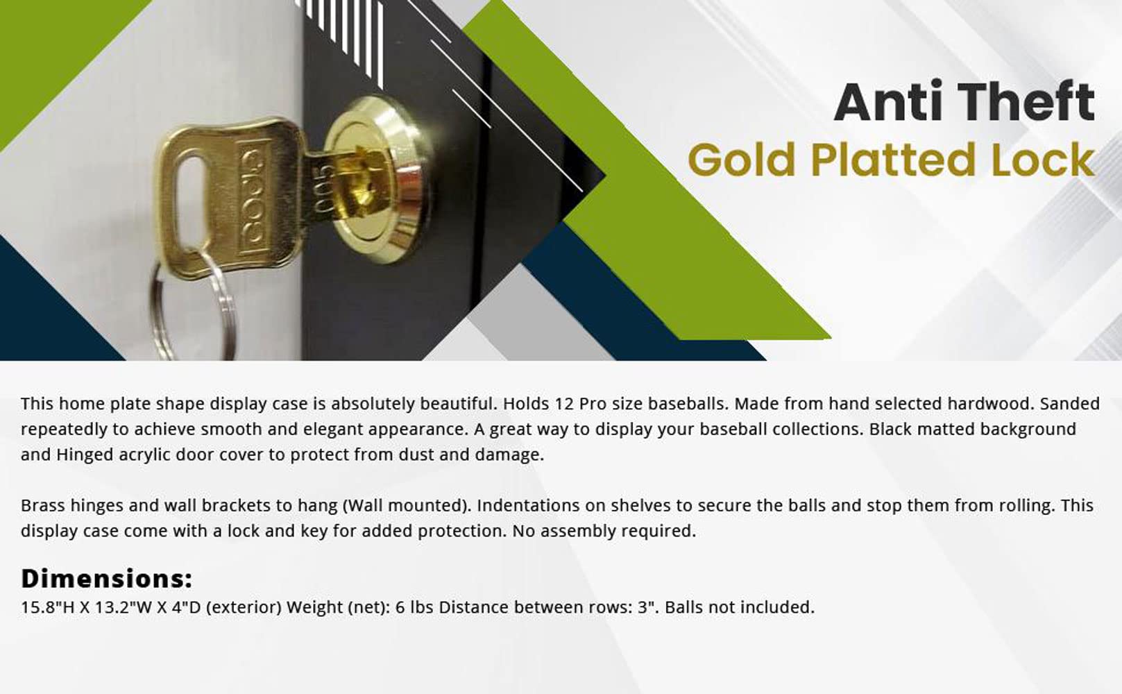 Premium Baseball Display Case - 12 Ball UV Protection Box with Gold Locks | Clear Antifade Showcase for Autographed Baseballs | Perfect for Home Run Memorabilia, Sports Collectibles & Trophy Room Decor