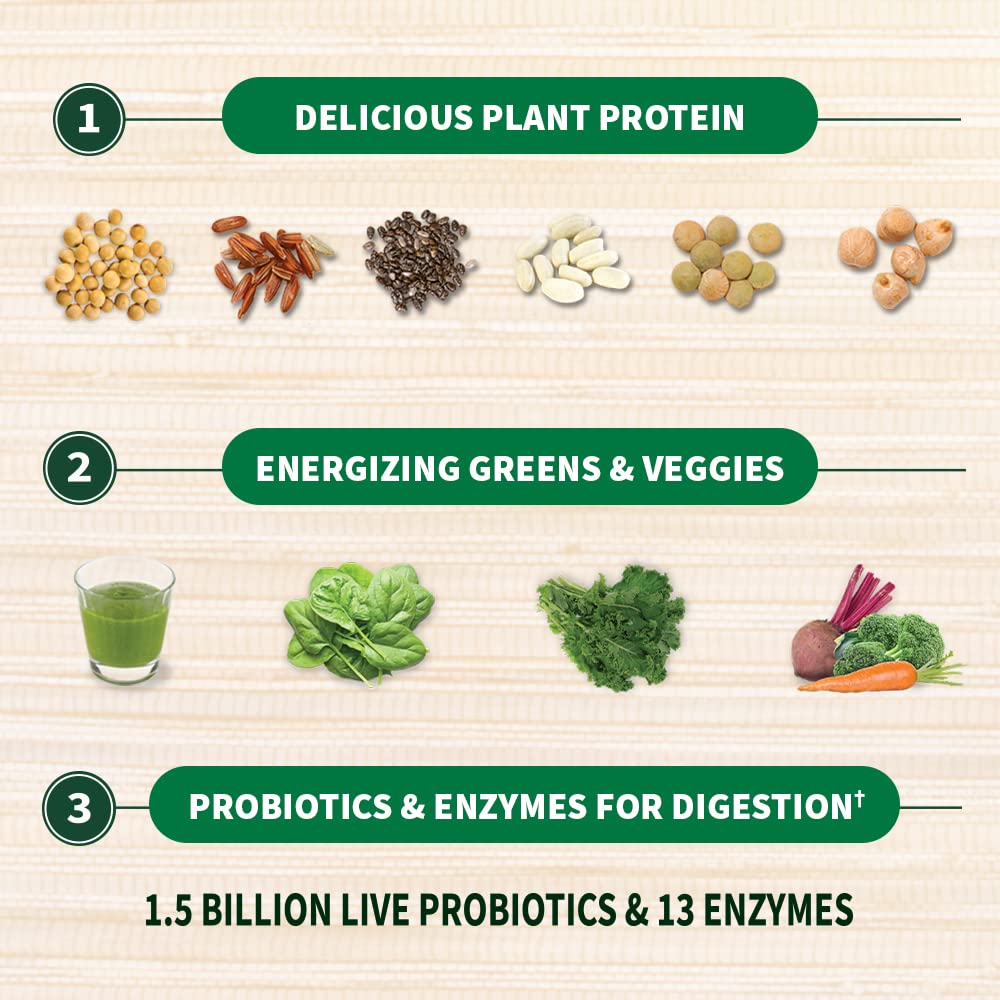 Garden of Life Raw Organic Protein & Greens - Vanilla Flavor Vegan Plant-Based Protein Powder with Pea Protein, Greens & Probiotics for Women & Men - Dairy Free, Gluten Free, Low Carb Shake (20 Servings) - Perfect for Post-Workout Recovery & Healthy Meal Replacement