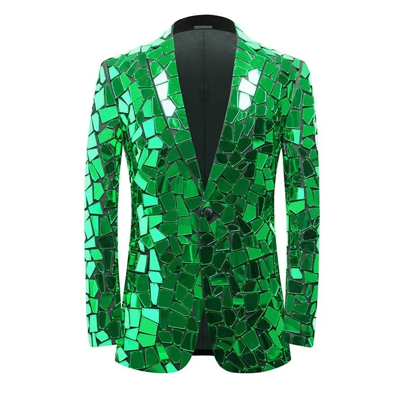 Men's Designer Mirrored Tuxedo Blazer - Embroidered Party Jacket for Festivals & Special Occasions | Perfect for Weddings, Prom, Nightclubs & Costume Parties