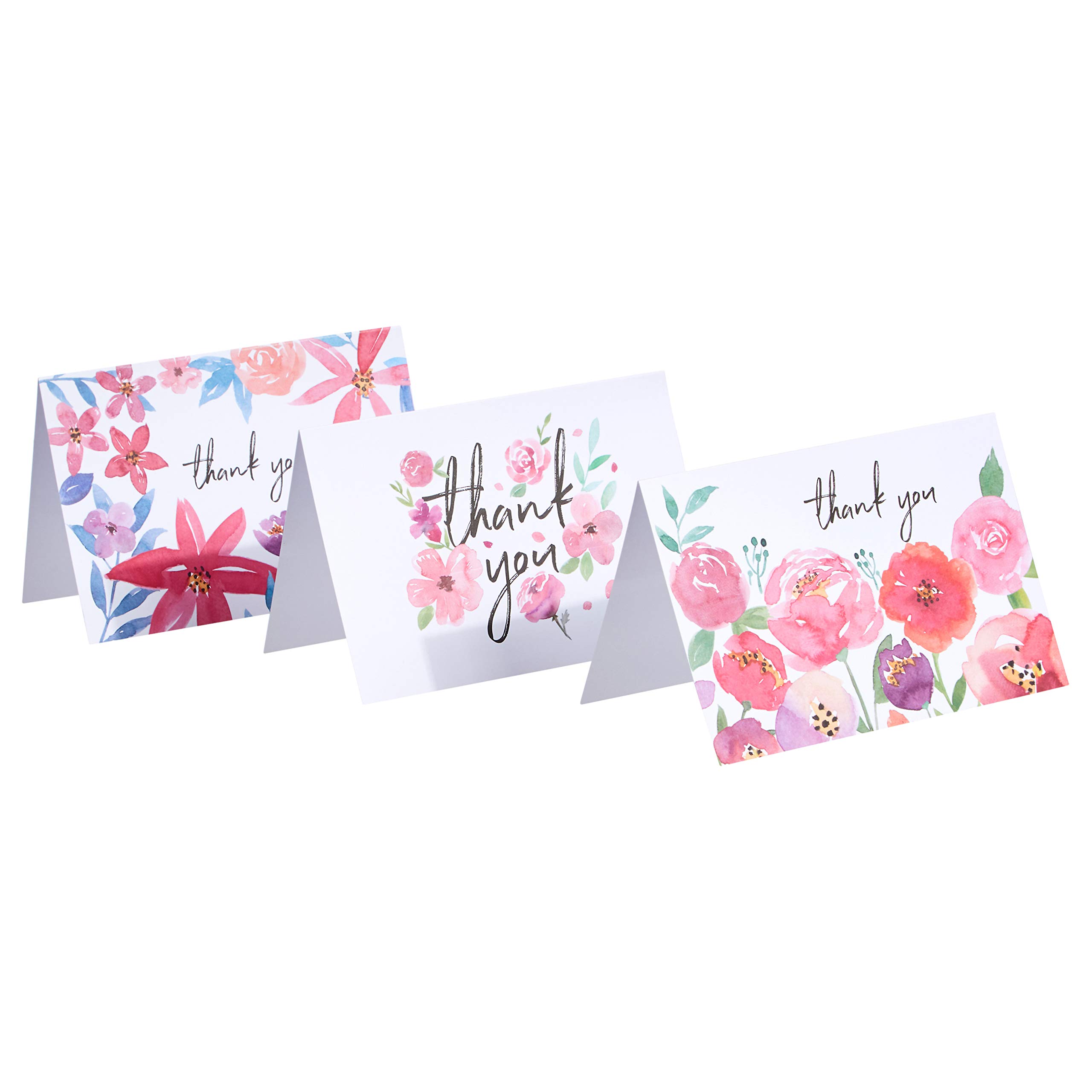Amazon Basics Thank You Cards and Envelopes Set - 48 Count Floral Design Greeting Cards with Matching Envelopes - Perfect for Weddings, Birthdays, Appreciation Gifts & Special Occasions