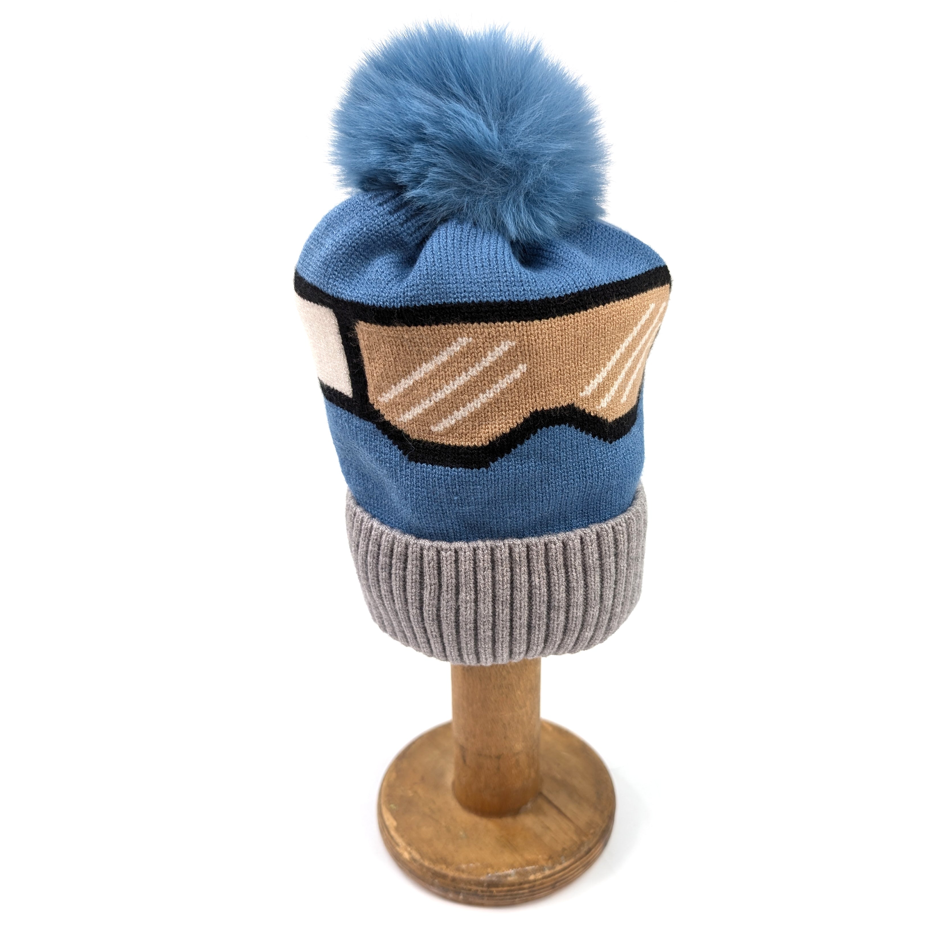 Kids' Bobble Hat - Soft Winter Beanie for Boys & Girls, Medium Size, Blue - Perfect for Snow Play, Skiing & Outdoor Activities