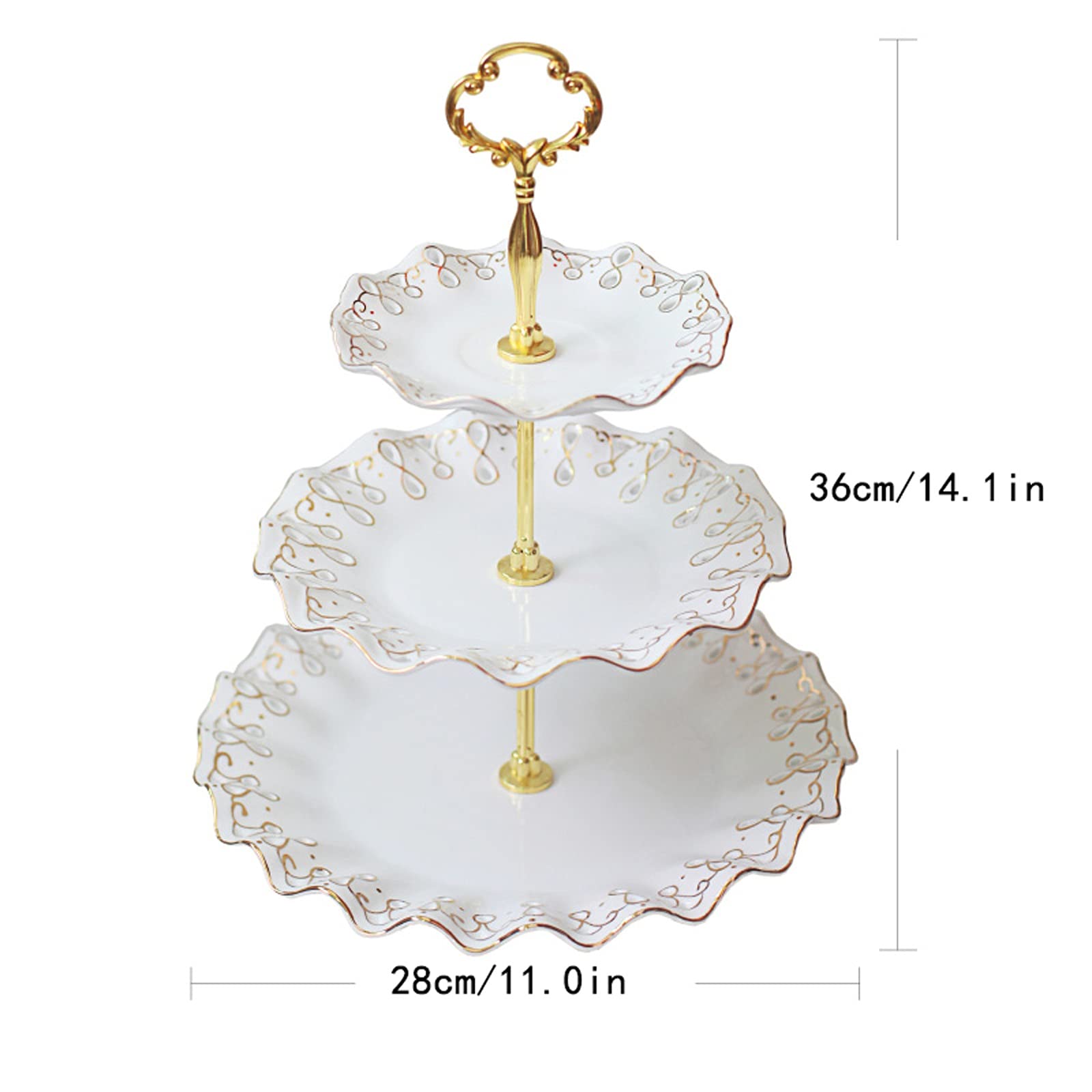 3-Tier Ceramic Fruit Bowl Set for Afternoon Tea - European Style Dessert Tray & Cake Stand for Living Room, Home Decor, Parties & Entertaining
