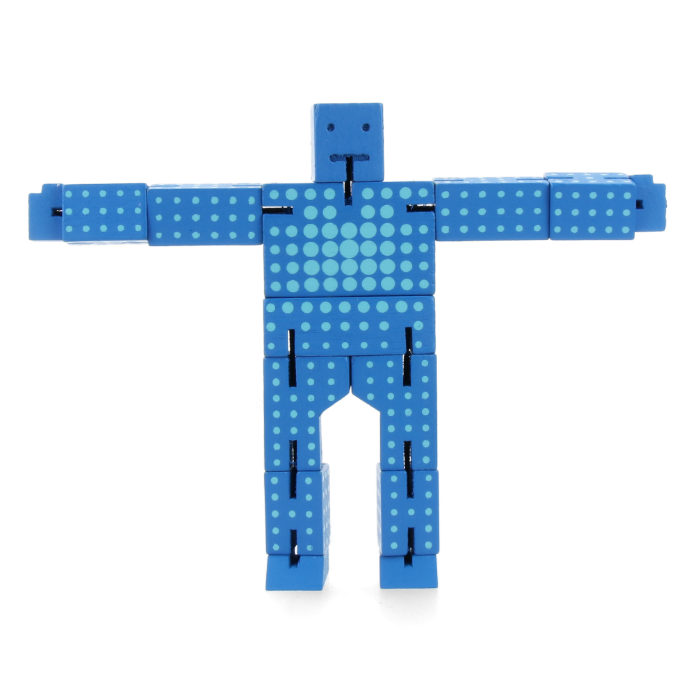 Cubebot Micro Dot Blue - Mini Wooden Puzzle Robot Toy for Kids & Adults - Perfect for Stress Relief, Office Decor & STEM Learning