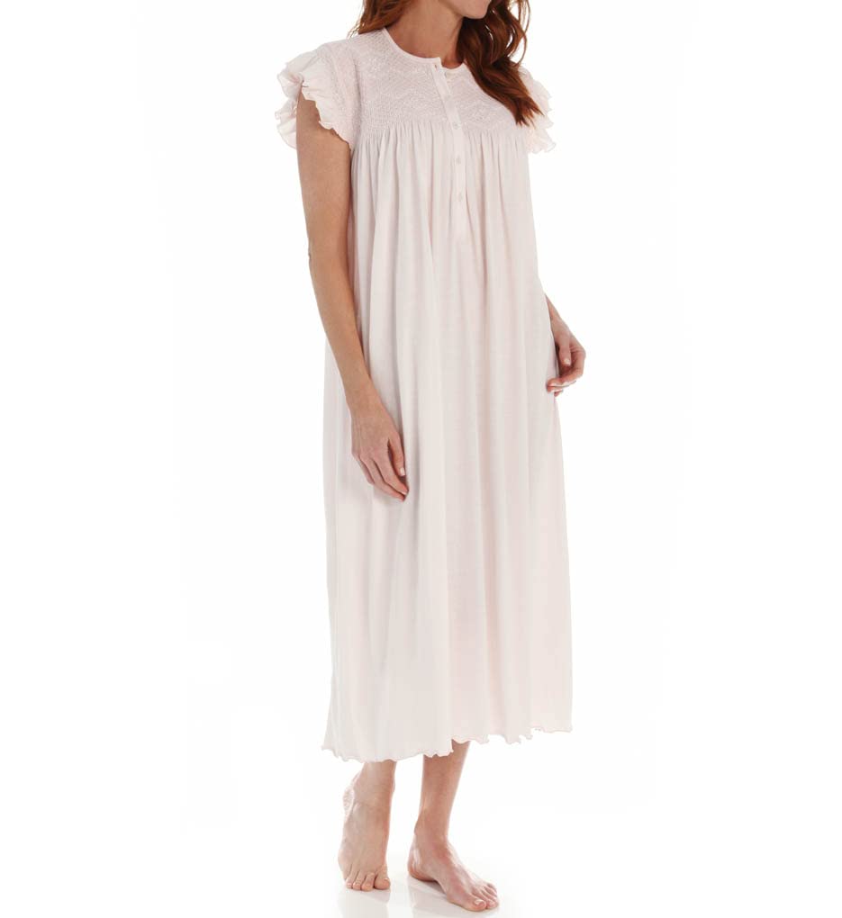 Women's Floral Smocked Cap Sleeve Nightgown - Soft Cotton Sleepwear for Comfortable Nights & Lounge Wear