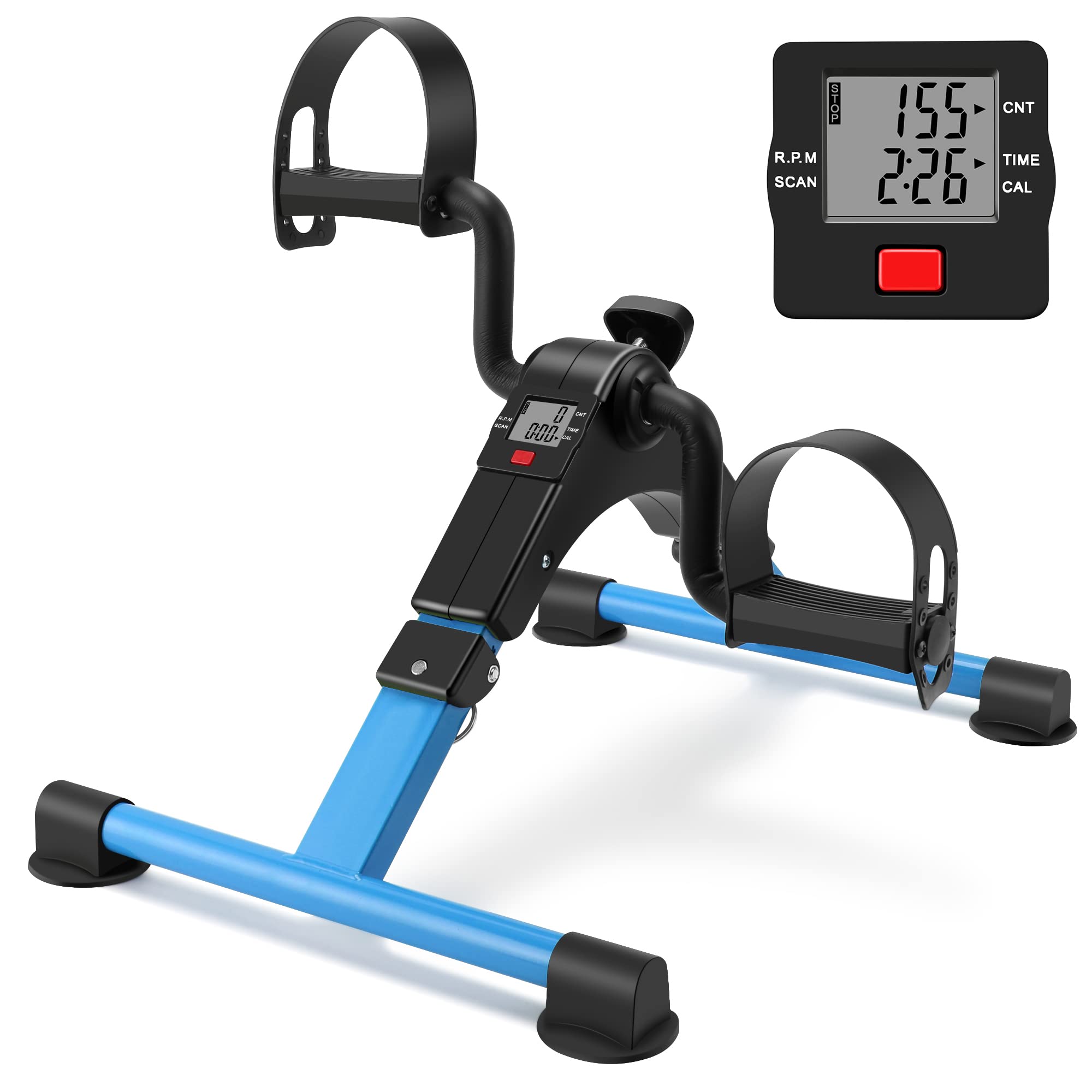 Portable Folding Exercise Bike with LCD Display - Arm & Leg Pedal Exerciser for Home & Office Workouts - Compact Desk Bike for Cardio & Fitness Training