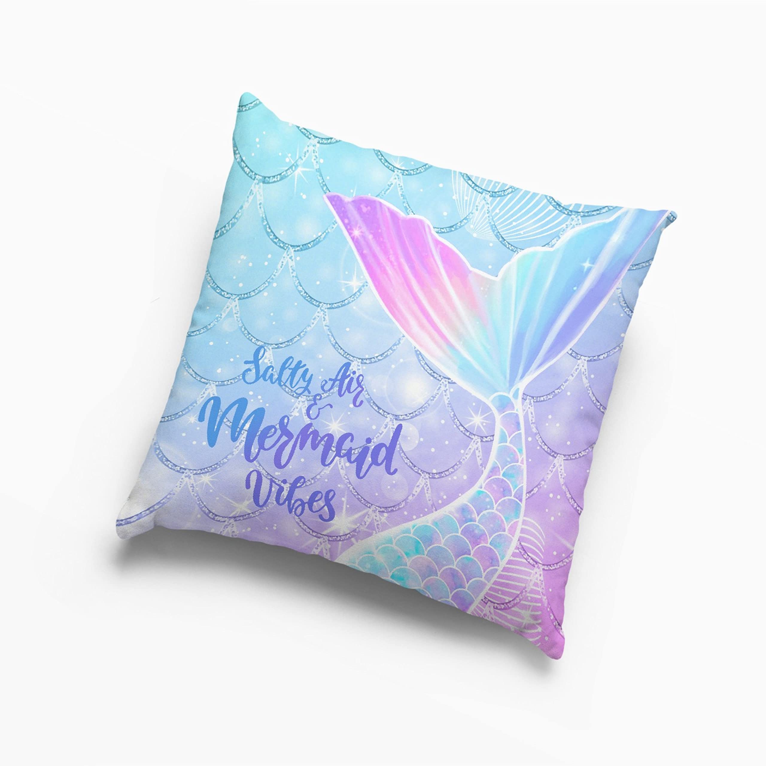 Mermaid Tail Scales Pillow Cover 18x18 Inch - Decorative Square Cushion Case for Sofa, Car & Home Decor | Perfect Gift for Mermaid Lovers, Beach House & Coastal Theme Bedroom