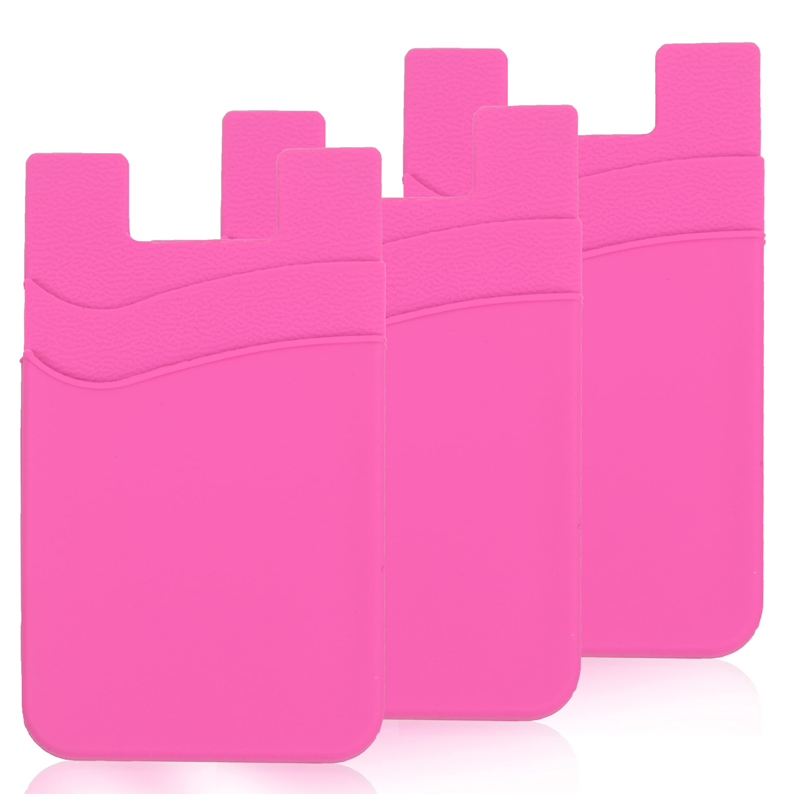 3 Pack Hot Pink Adhesive Phone Wallet - Stick on Card Holder for iPhone, Samsung & Smartphones - Perfect for Shopping, Travel & Everyday Use