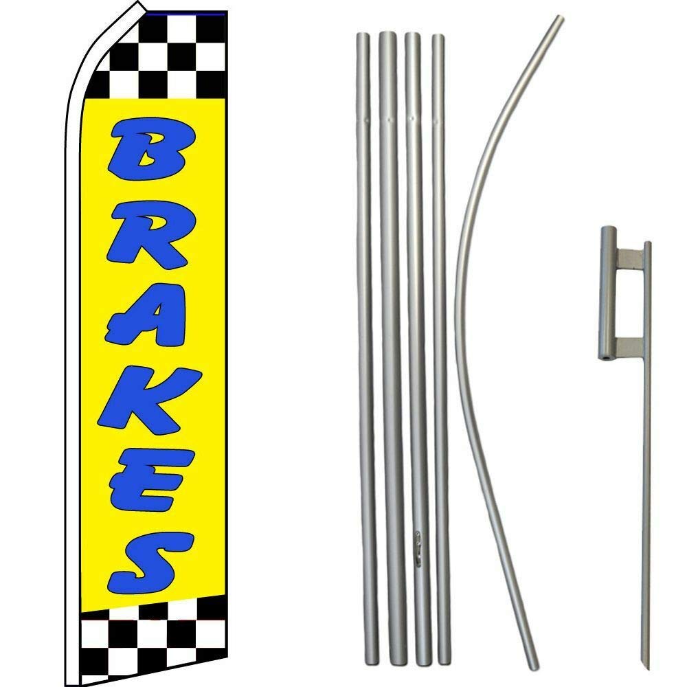 Blue & Yellow Checkered Super Flag with 16ft Flagpole Kit & Ground Spike - Heavy Duty Outdoor Flags, Banners & Signs for Sports Events, Parades & Backyard Decor