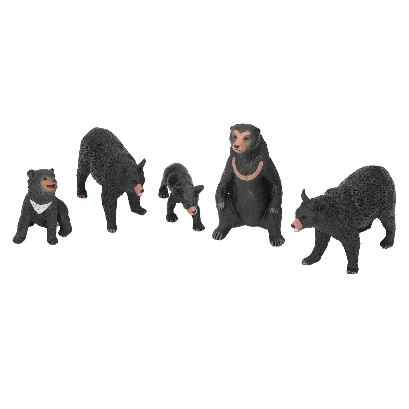 BTIHCEUOT Black Bear Family Figurine - Handcrafted Educational Model Toy Set for Kids | Durable Plastic Animal Figures for Playtime, Learning & Home Decor