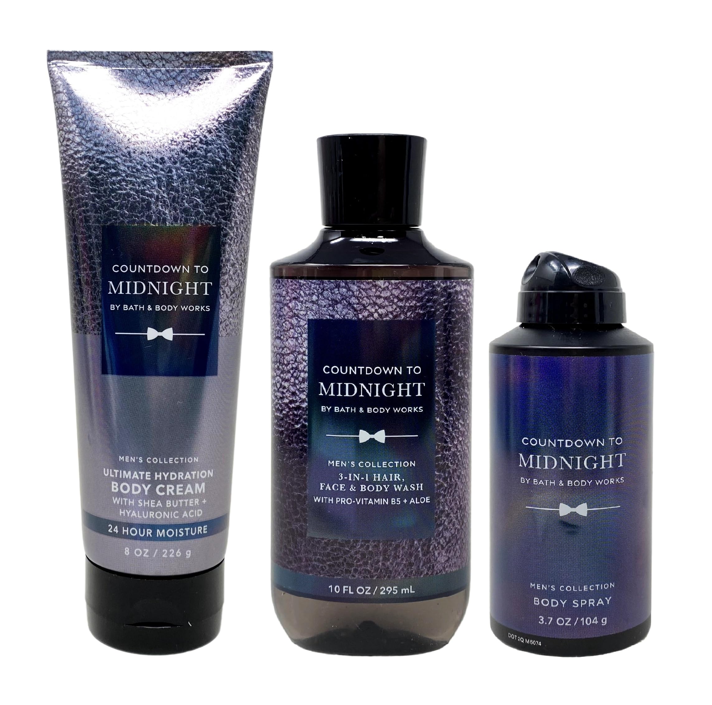 Bath & Body Works Men's Countdown To Midnight Gift Set - 3-in-1 Hair Face Body Wash, Body Cream & Body Spray - Full Size Trio for Men - Perfect for Gifts, Travel & Daily Skincare Routine