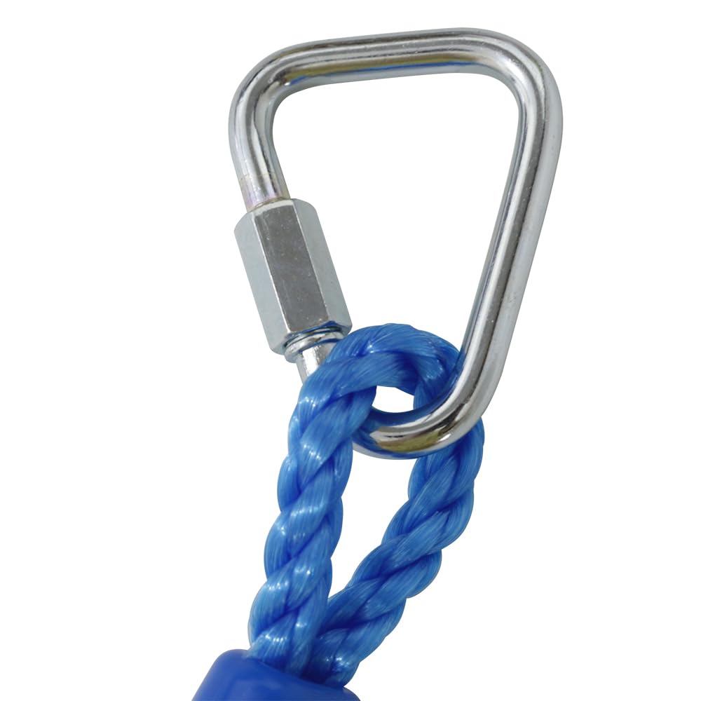 Premium Hanging Gymnastic Rings for Kids - Outdoor Ninja Warrior Obstacle Course Equipment with Carabiner Clips | Perfect for Backyard Playgrounds, Climbing Frames, Garden Swings & Slackline Training | Durable Blue Fitness Rings for Home Exercise & Kids Ninja Training