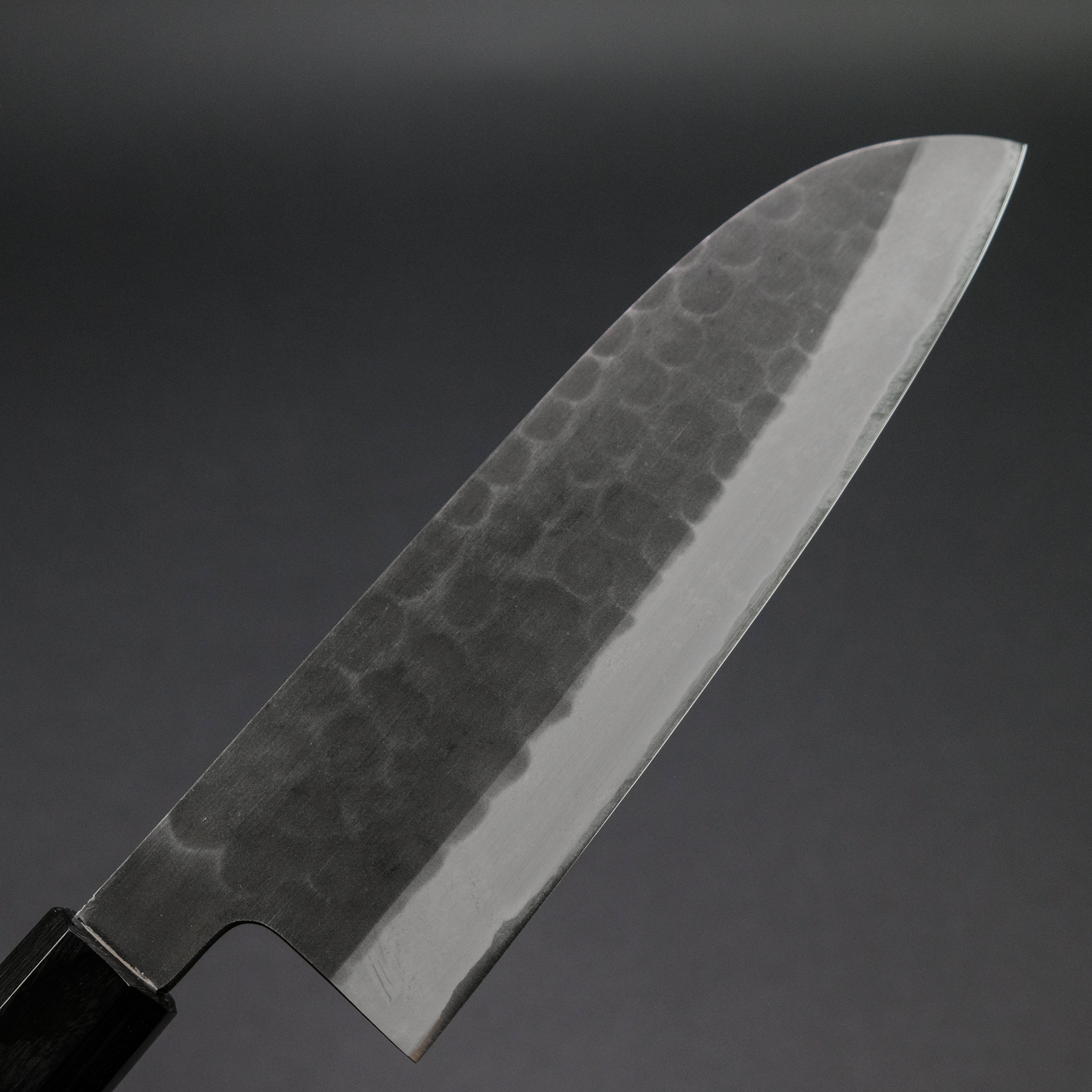 Mutsumi Blue Super Kurouchi Tsuchime Santoku Knife 165mm with Ebony Handle - Premium Japanese Kitchen Knife for Slicing, Dicing & Chopping Vegetables, Meat & Fish
